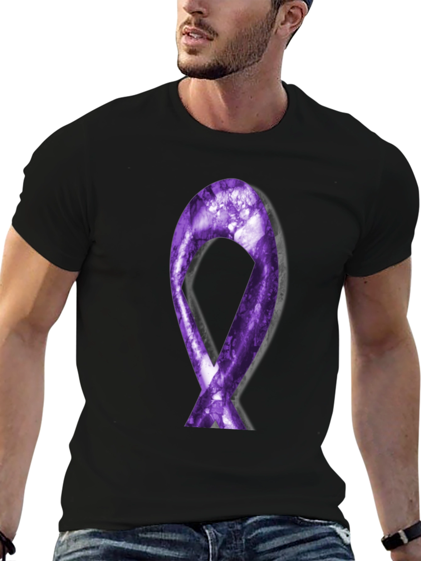Purple Ribbon Graphic Tee - Support Cause - 6