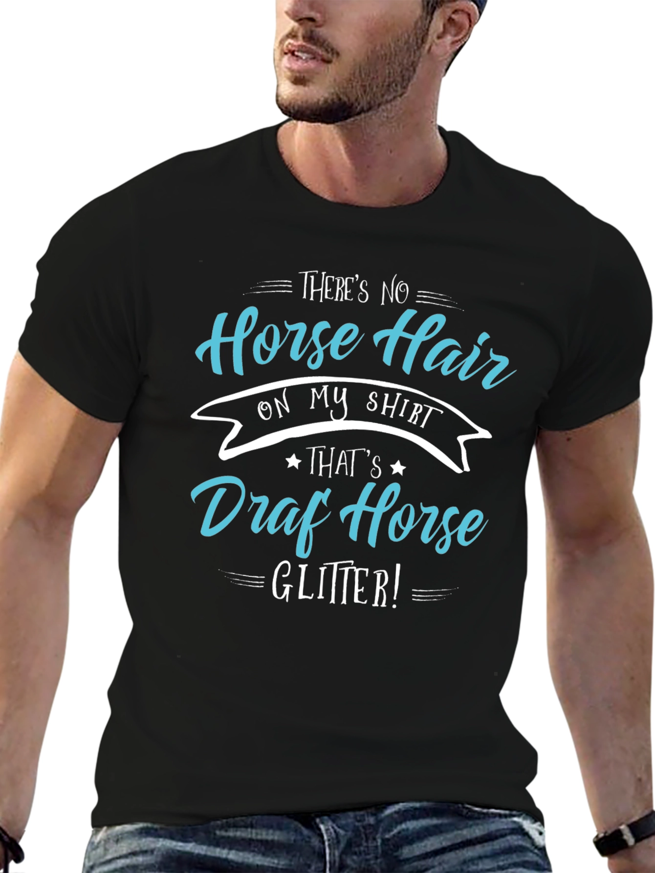 Black Draft Horse Glitter T-Shirt, Unisex view 6