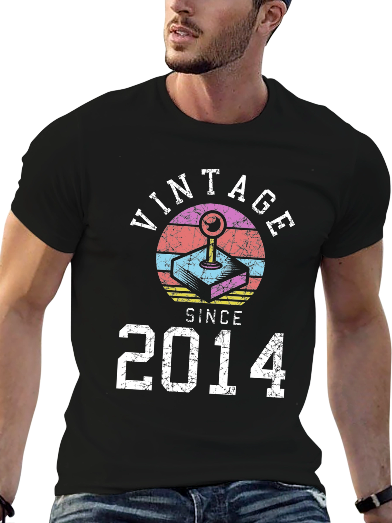 Black Vintage Since 2014 Gamer T-Shirt view 6