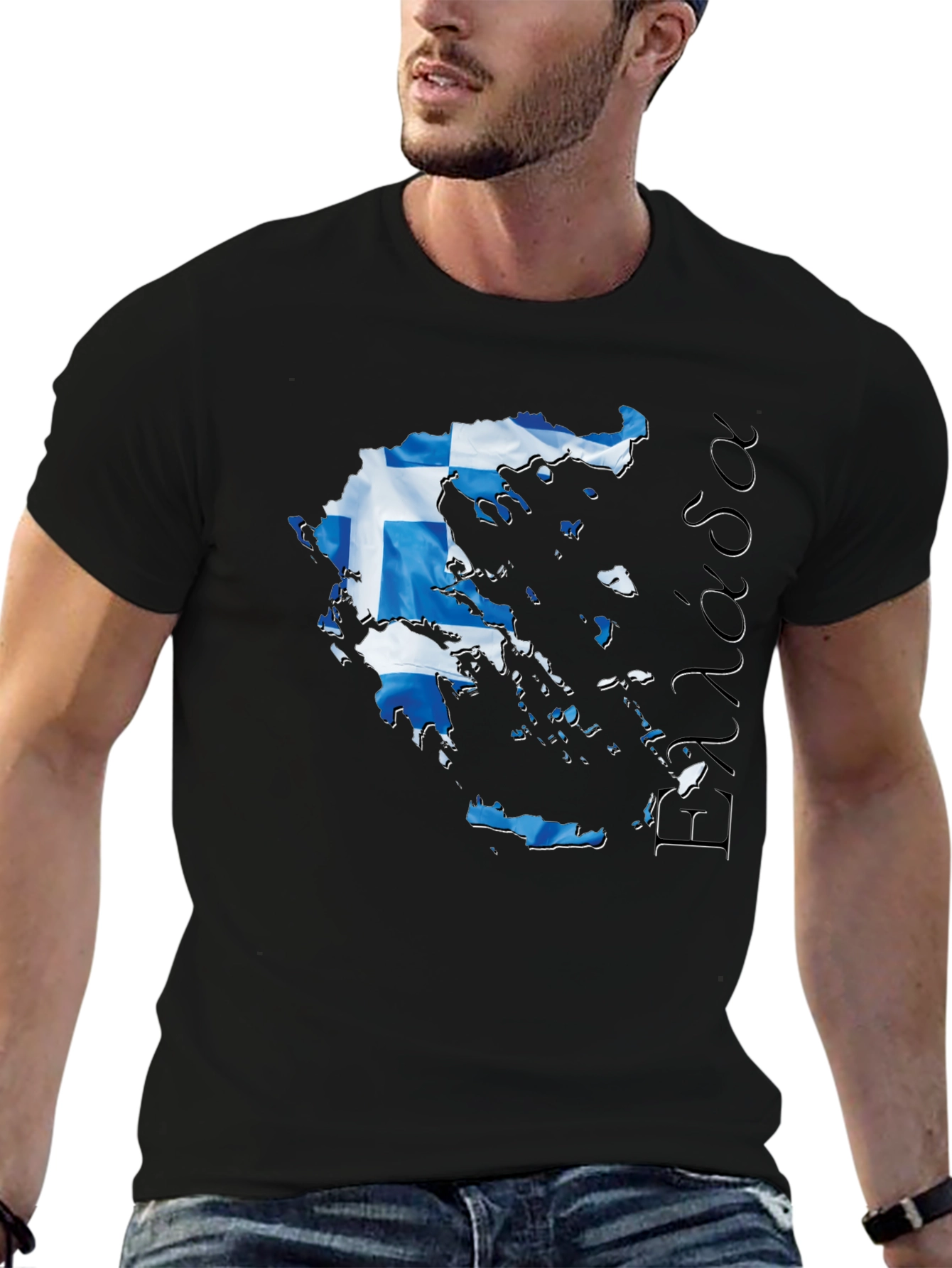 Black Greece Flag Map T-Shirt  view 6