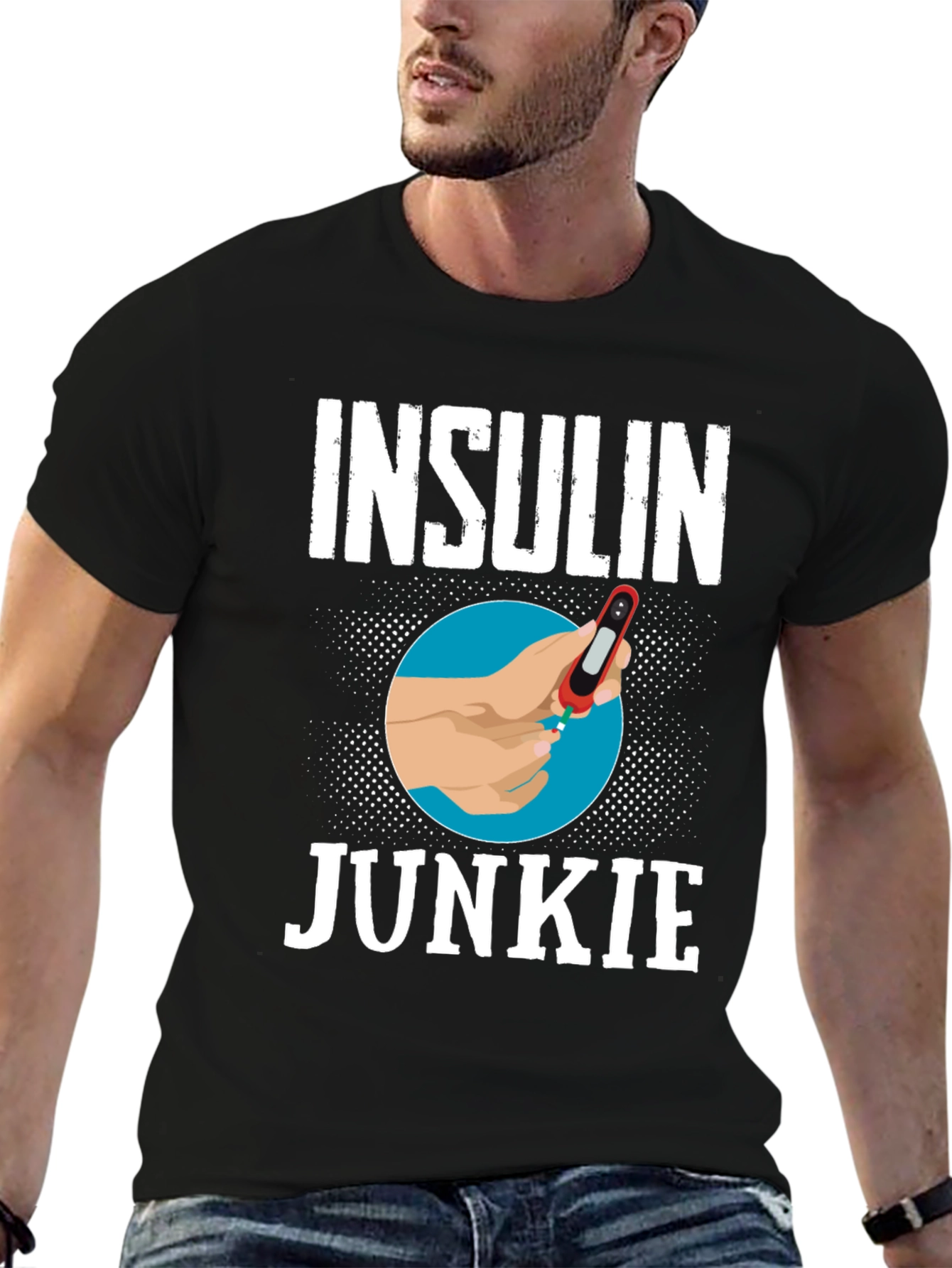 Black Insulin Junkie Graphic Tee view 6
