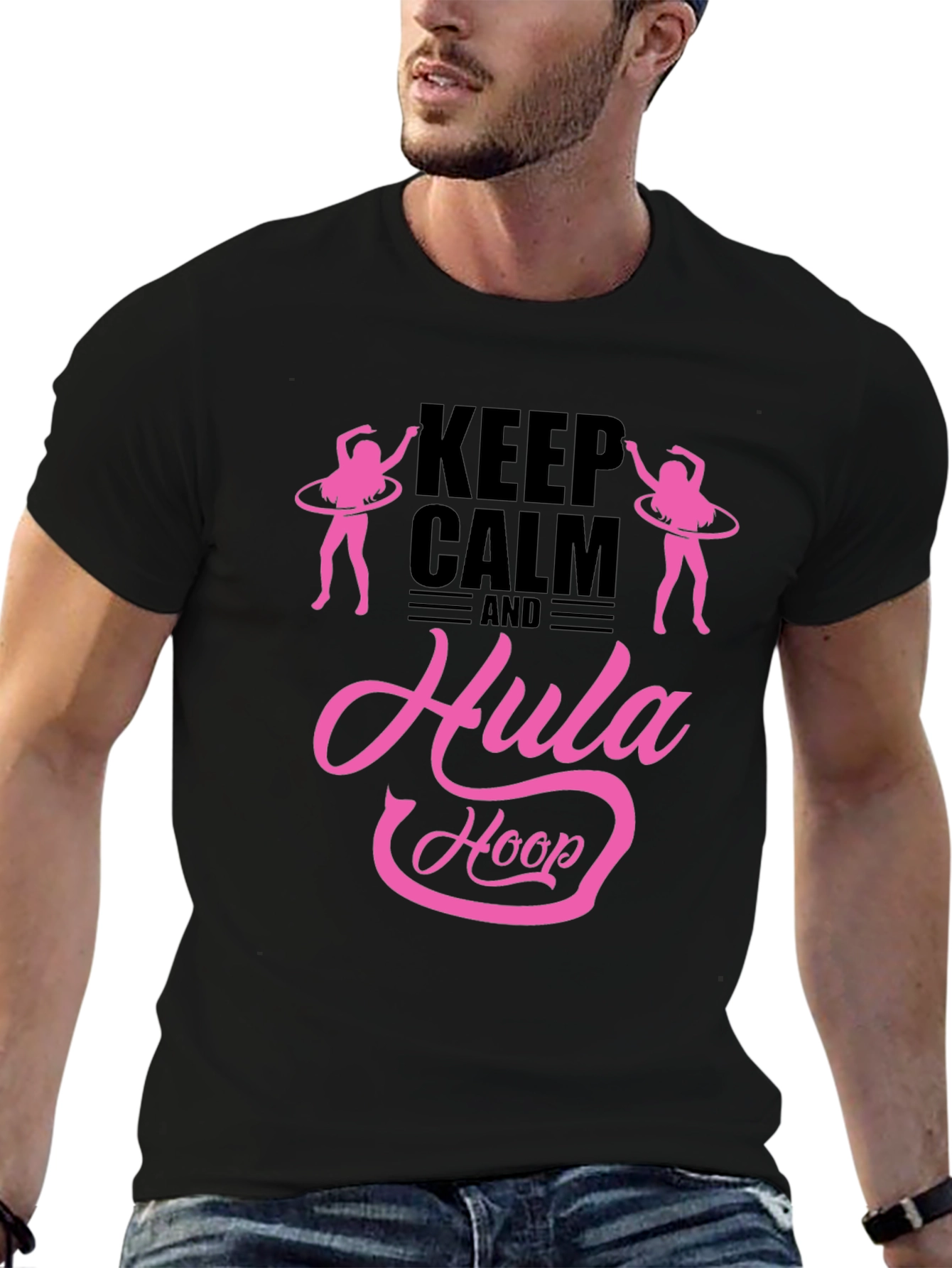 Black Keep Calm and Hula Hoop Black T-Shirt view 6