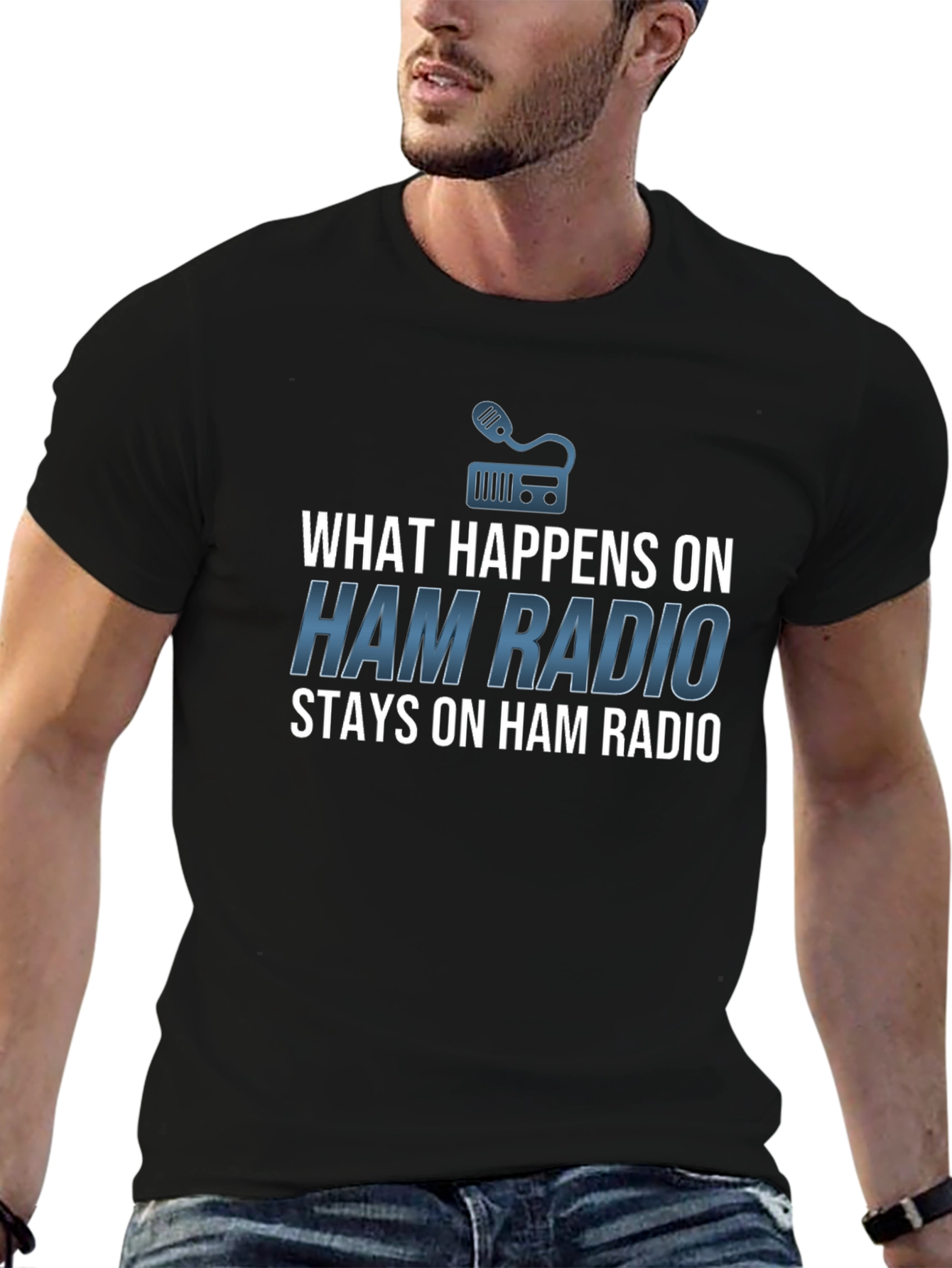 Black Ham Radio T-Shirt - What Happens Stays! view 6