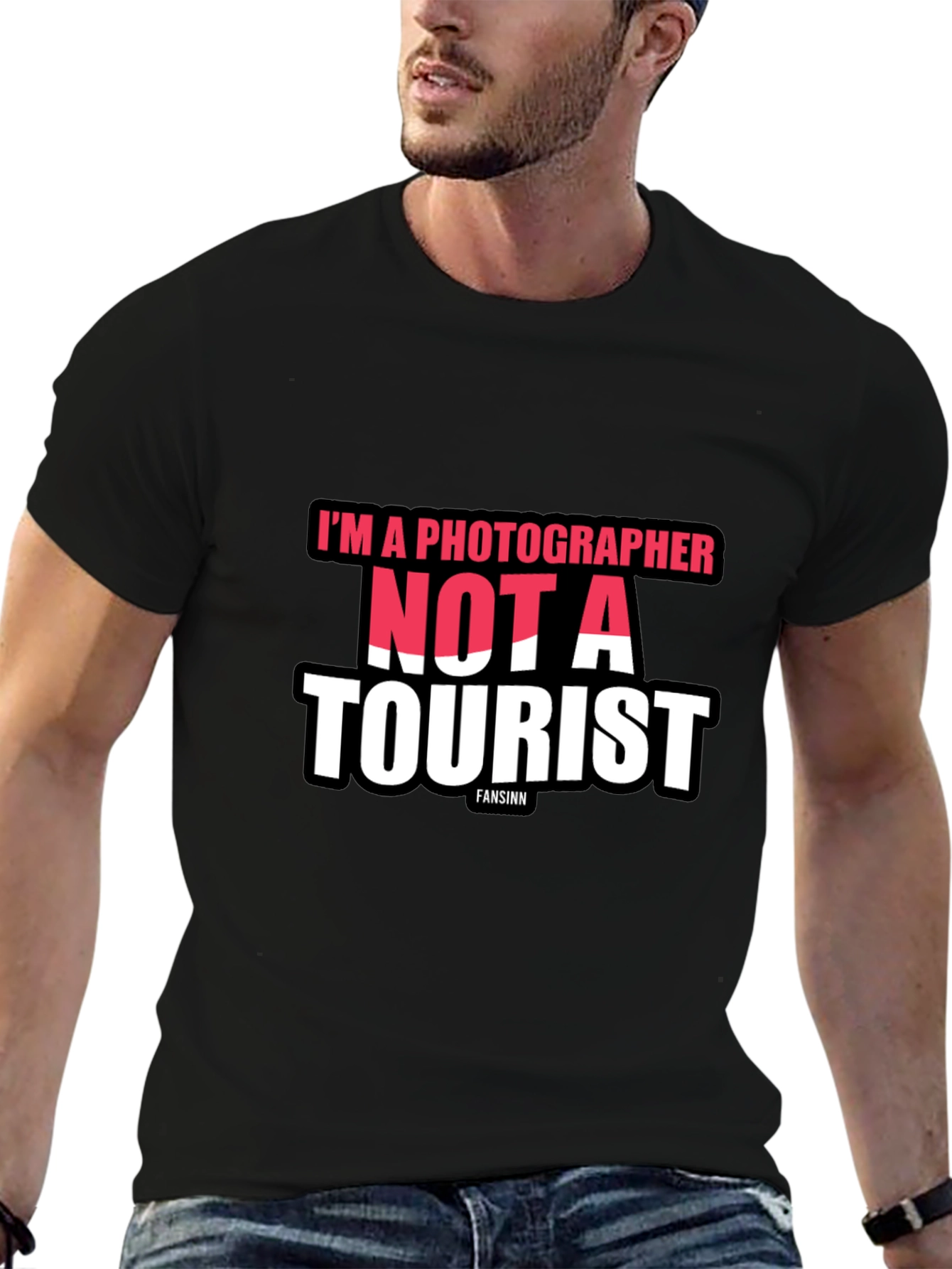 Black I'm a Photographer Not a Tourist Black T-Shirt view 6