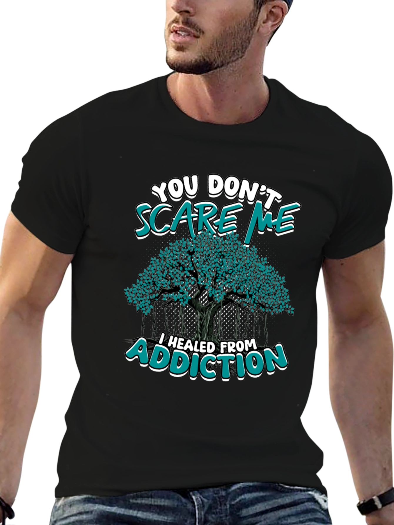 Black Healed From Addiction T-Shirt view 6