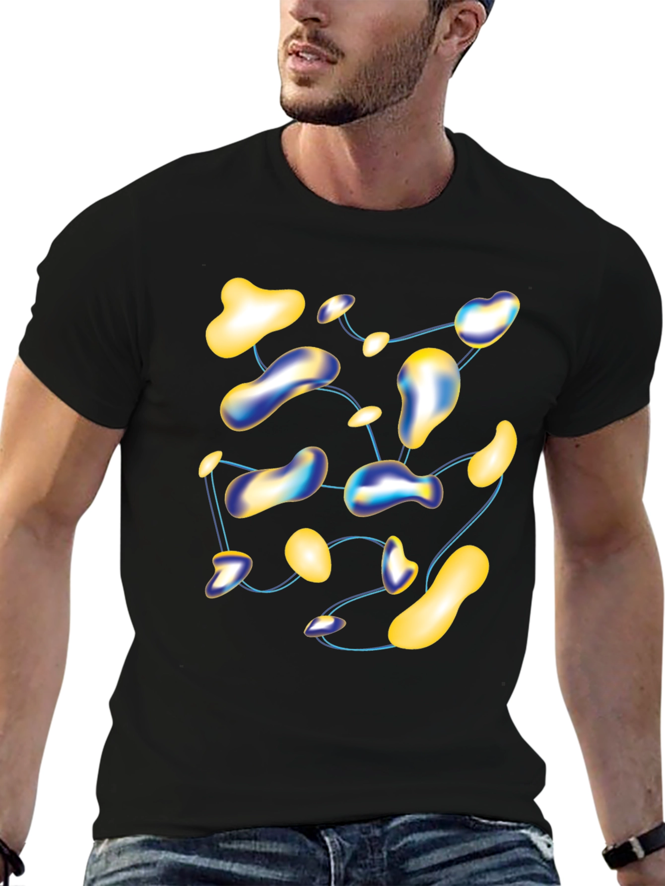 Black Abstract Blob T-Shirt - Modern Graphic Tee view 6