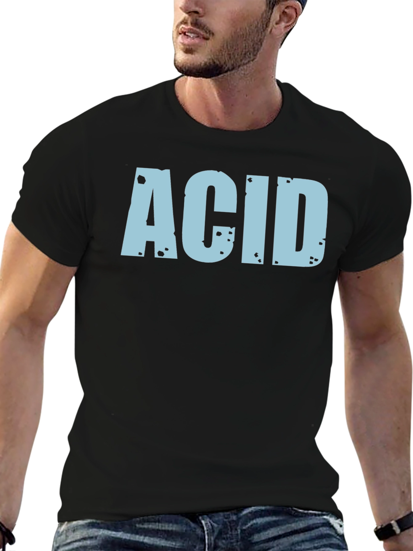 Black ACID Graphic Tee - Distressed Print view 6
