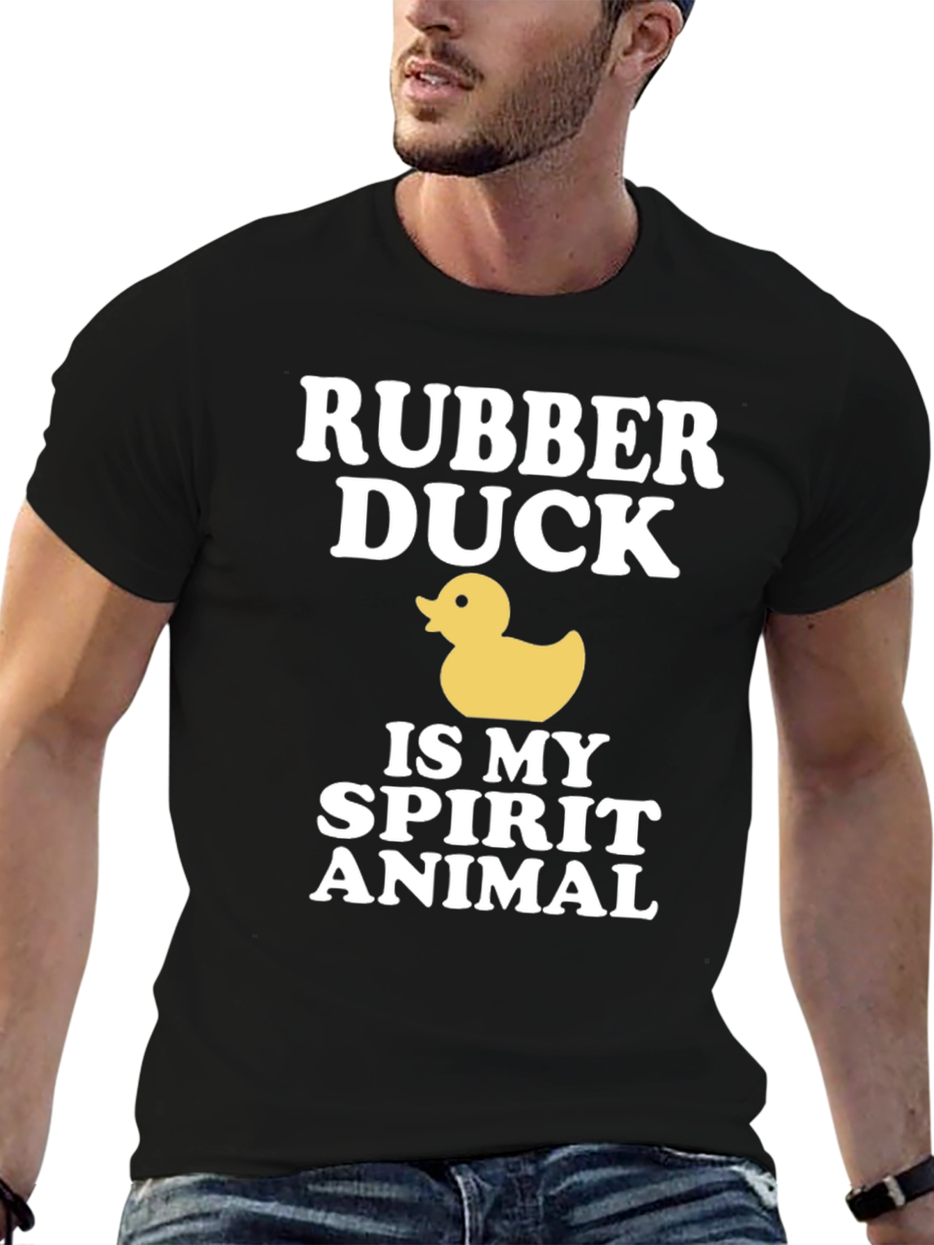 Black Rubber Duck Spirit Animal Graphic T-Shirt view 6