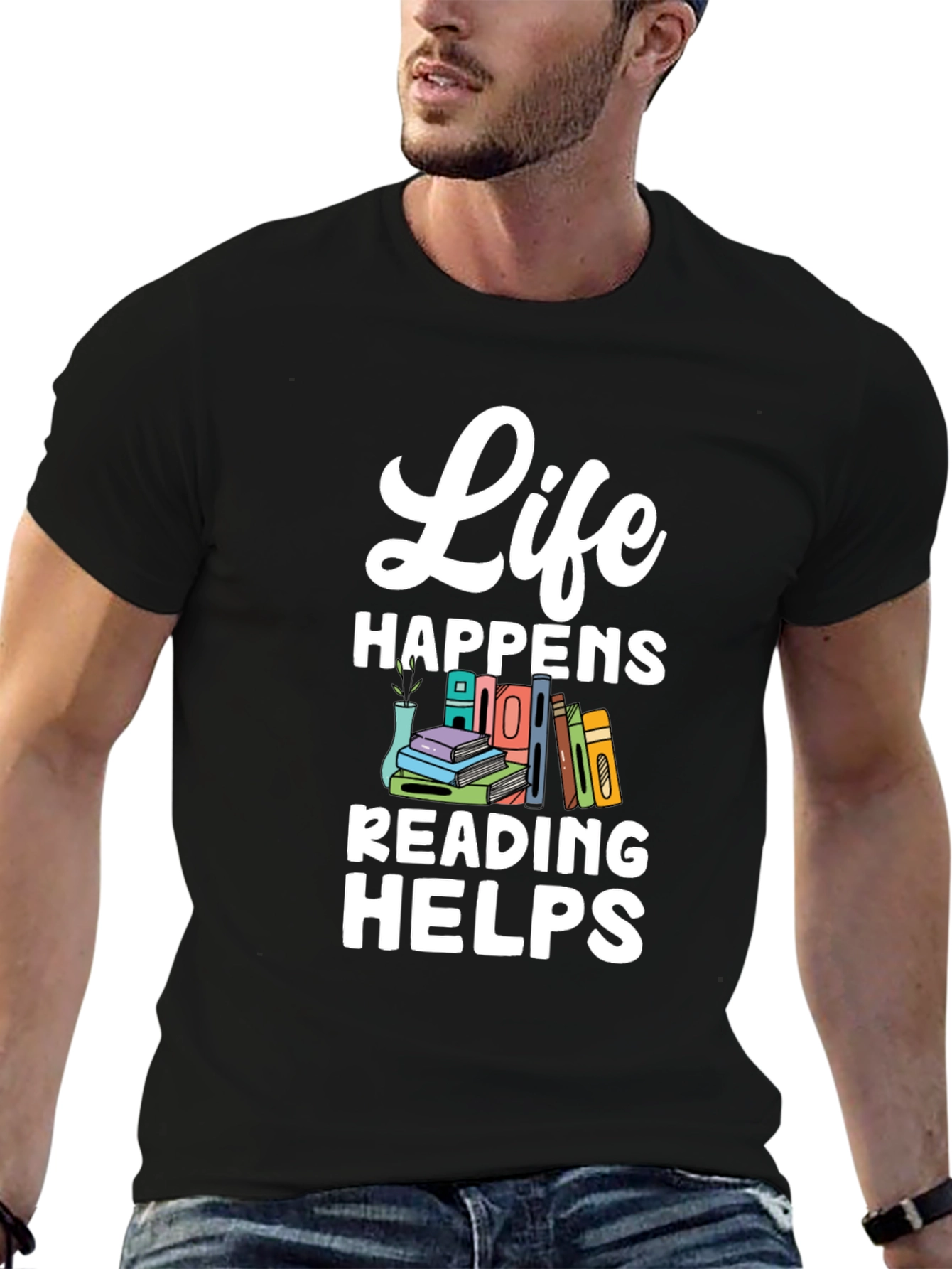 Black Life Happens Reading Helps T-Shirt view 6