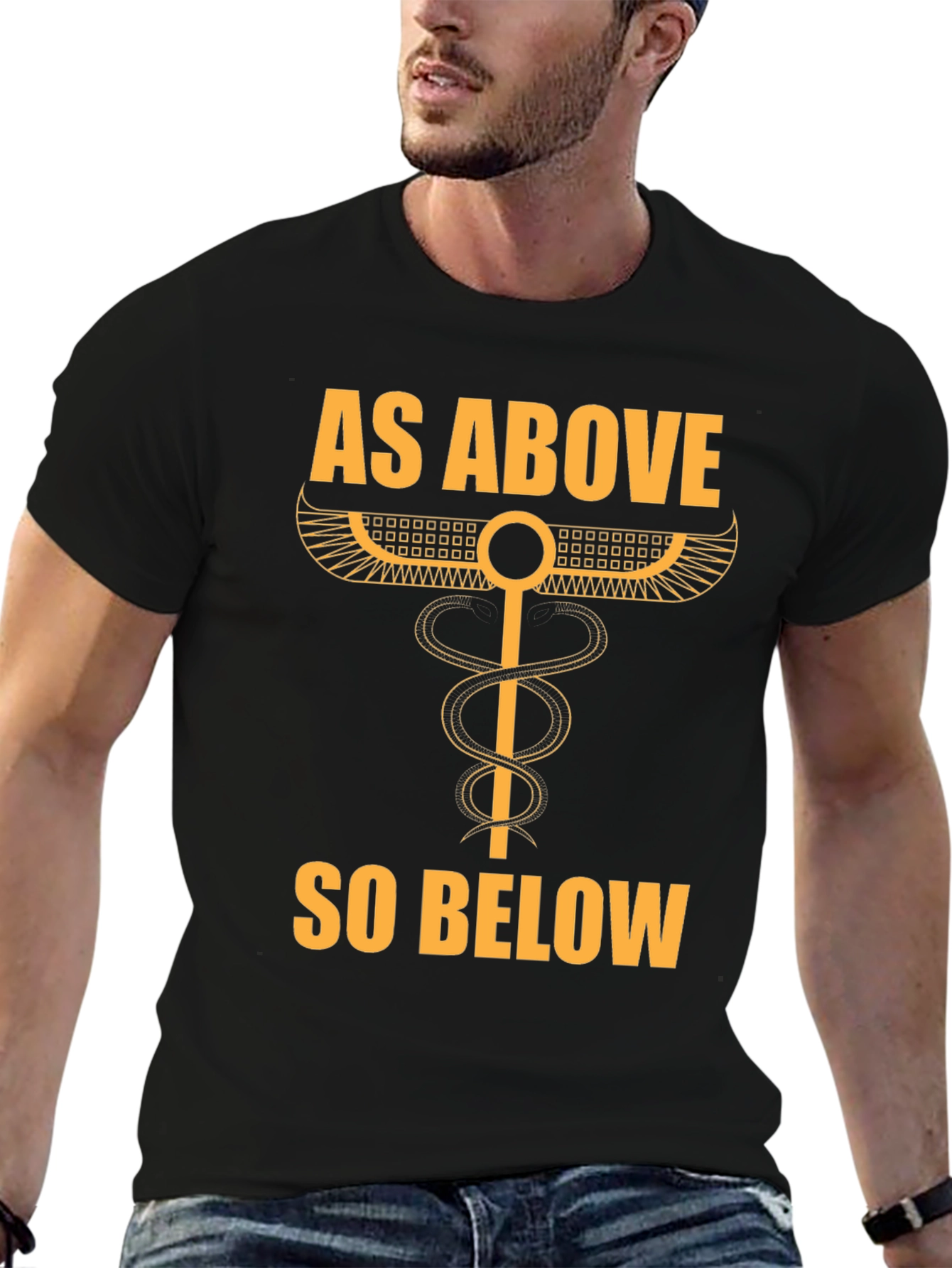 Black As Above So Below Occult T-Shirt view 6