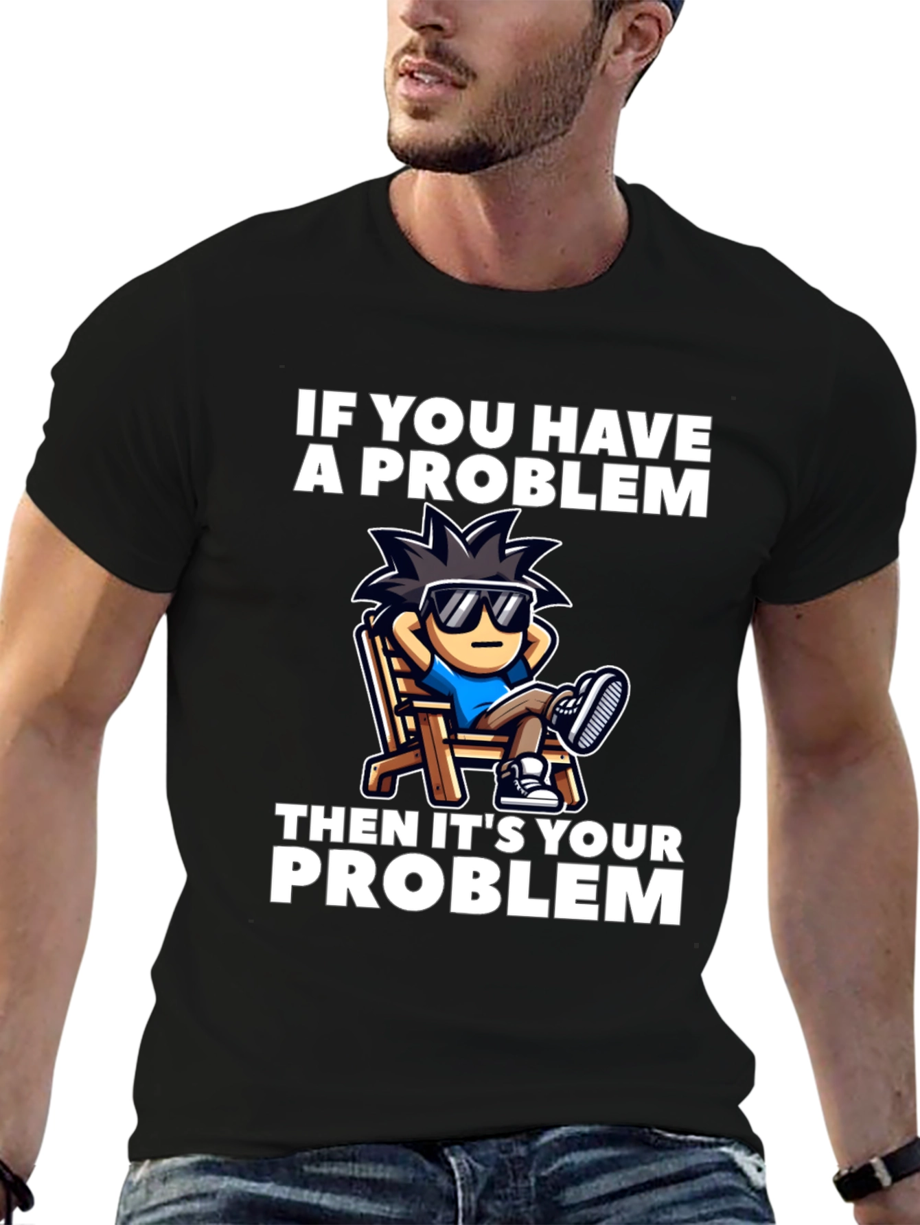 Black Chill Cartoon Graphic T-Shirt - Relaxed Vibes view 6