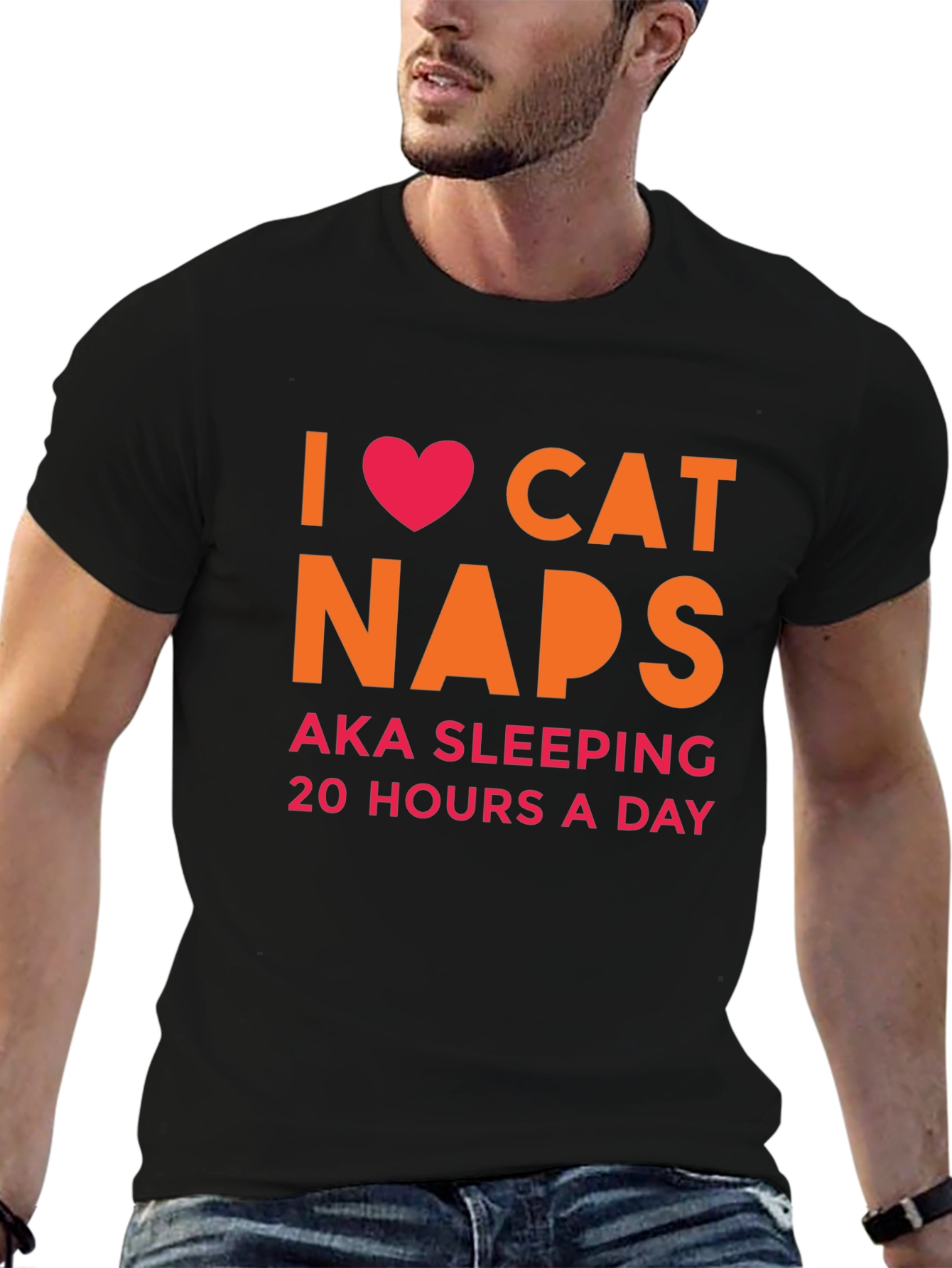 Black I Heart Cat Naps T-Shirt -  AKA Sleeping 20 Hours view 6