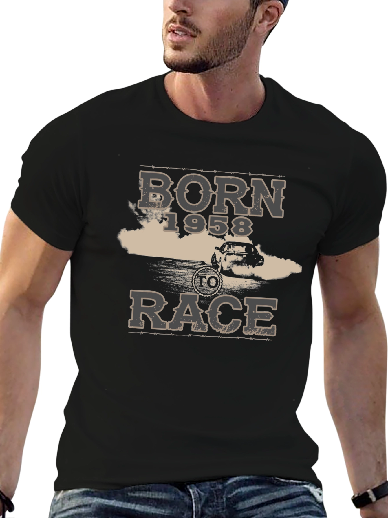 Black Born 1958 To Race Graphic T-Shirt view 6