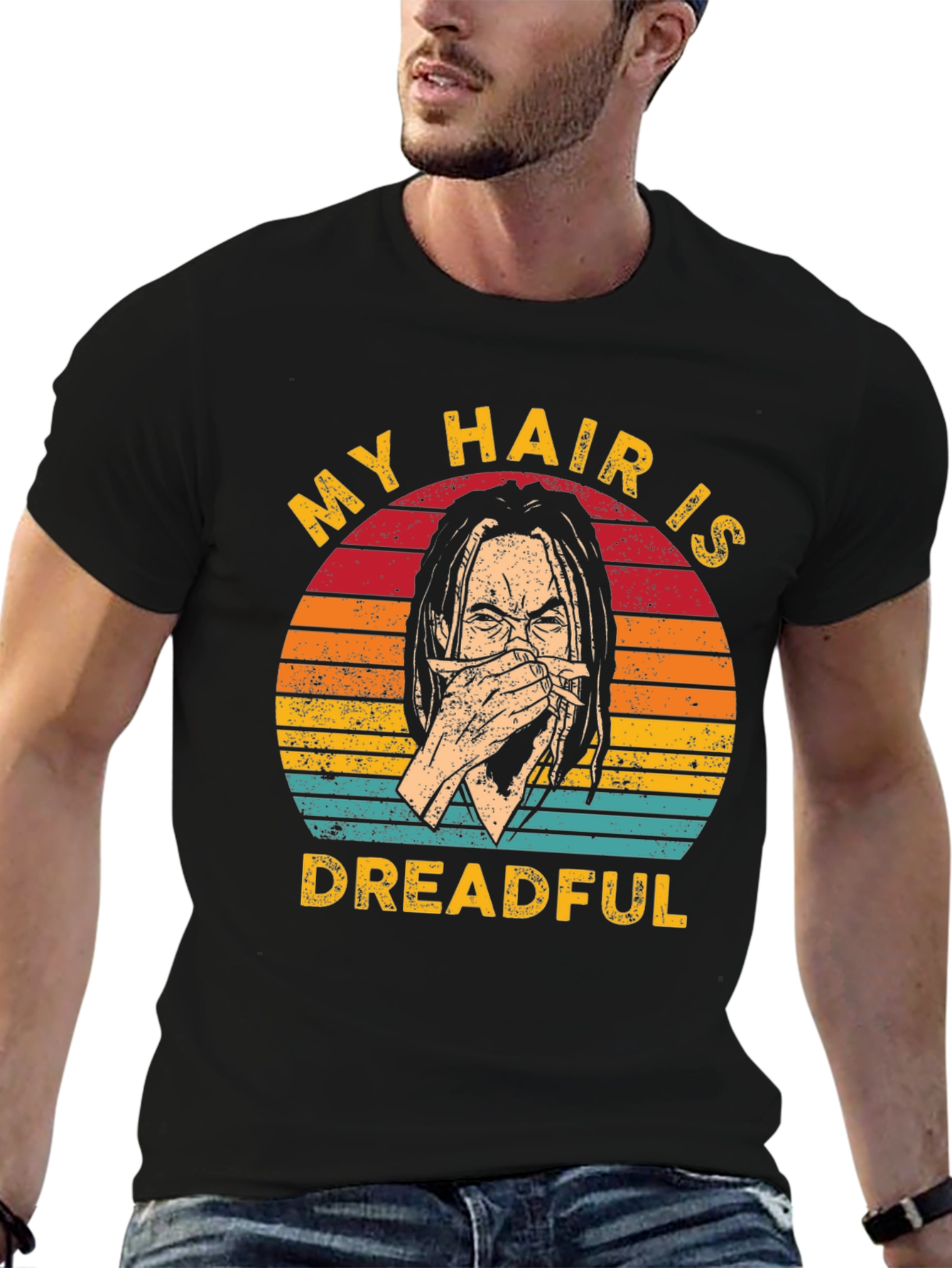 Black My Hair Is Dreadful T-Shirt - Funny Graphic Tee view 6