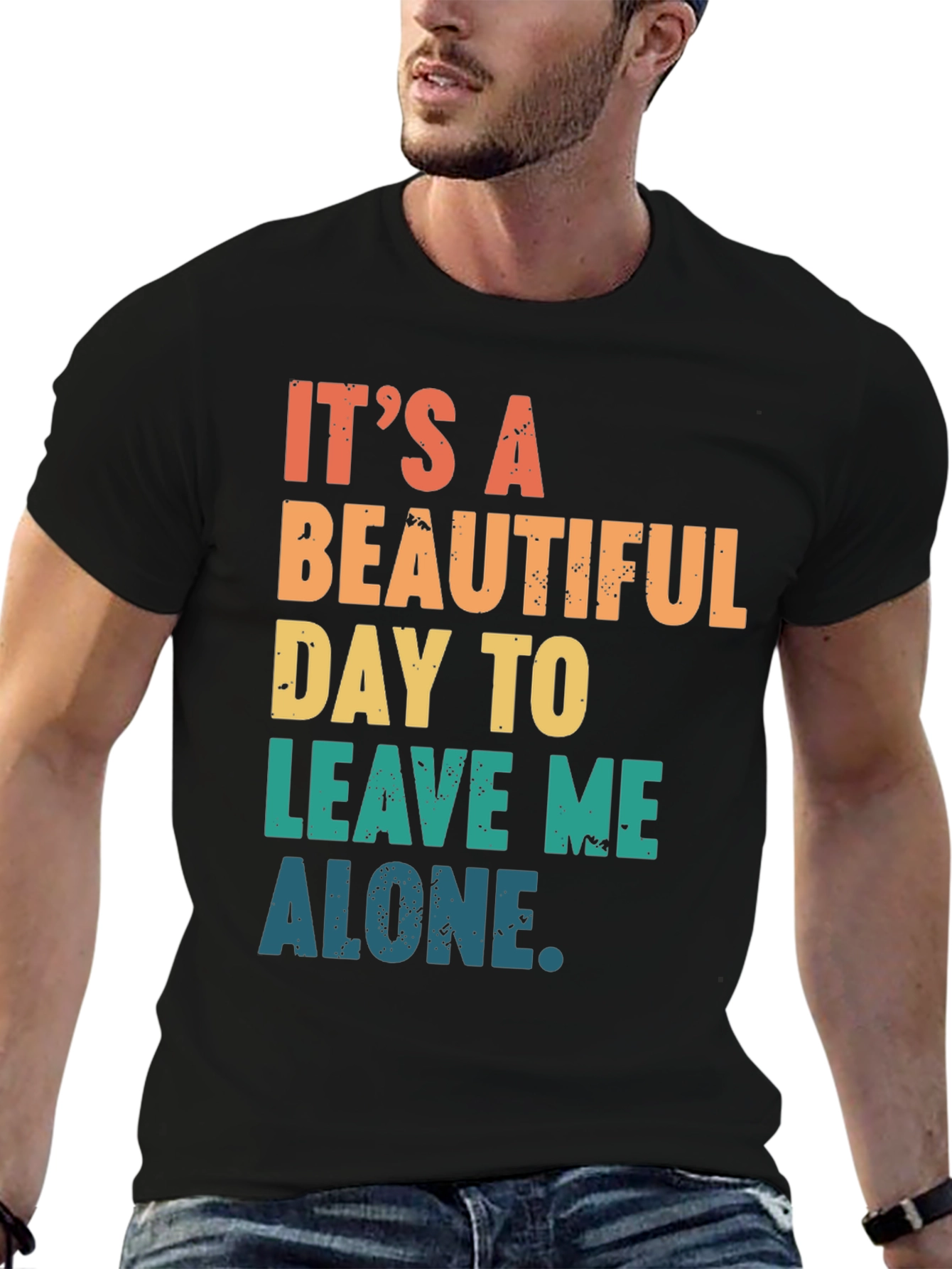 Black It's a Beautiful Day to Leave Me Alone T-Shirt view 6