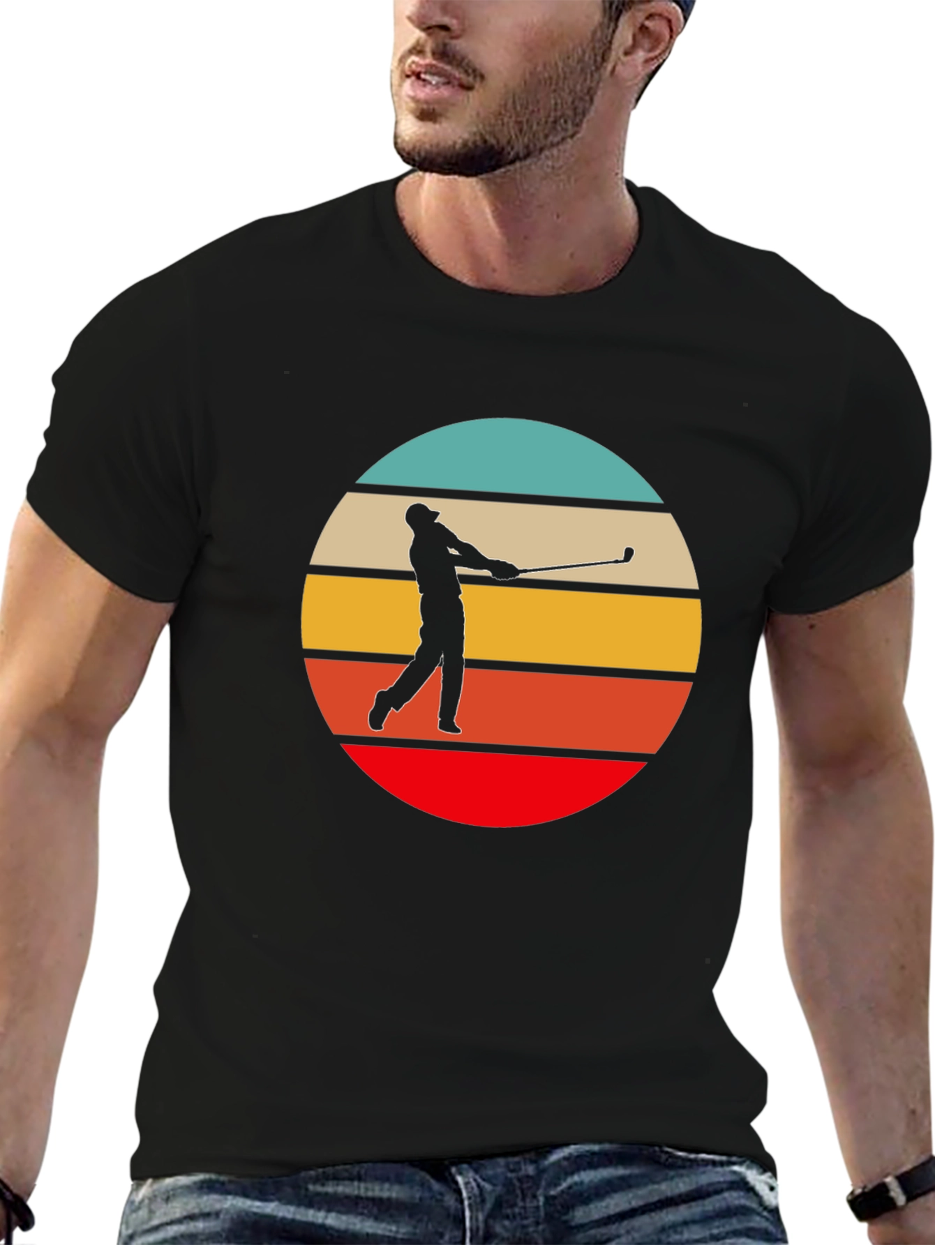 Black Retro Golfer Graphic Tee view 6