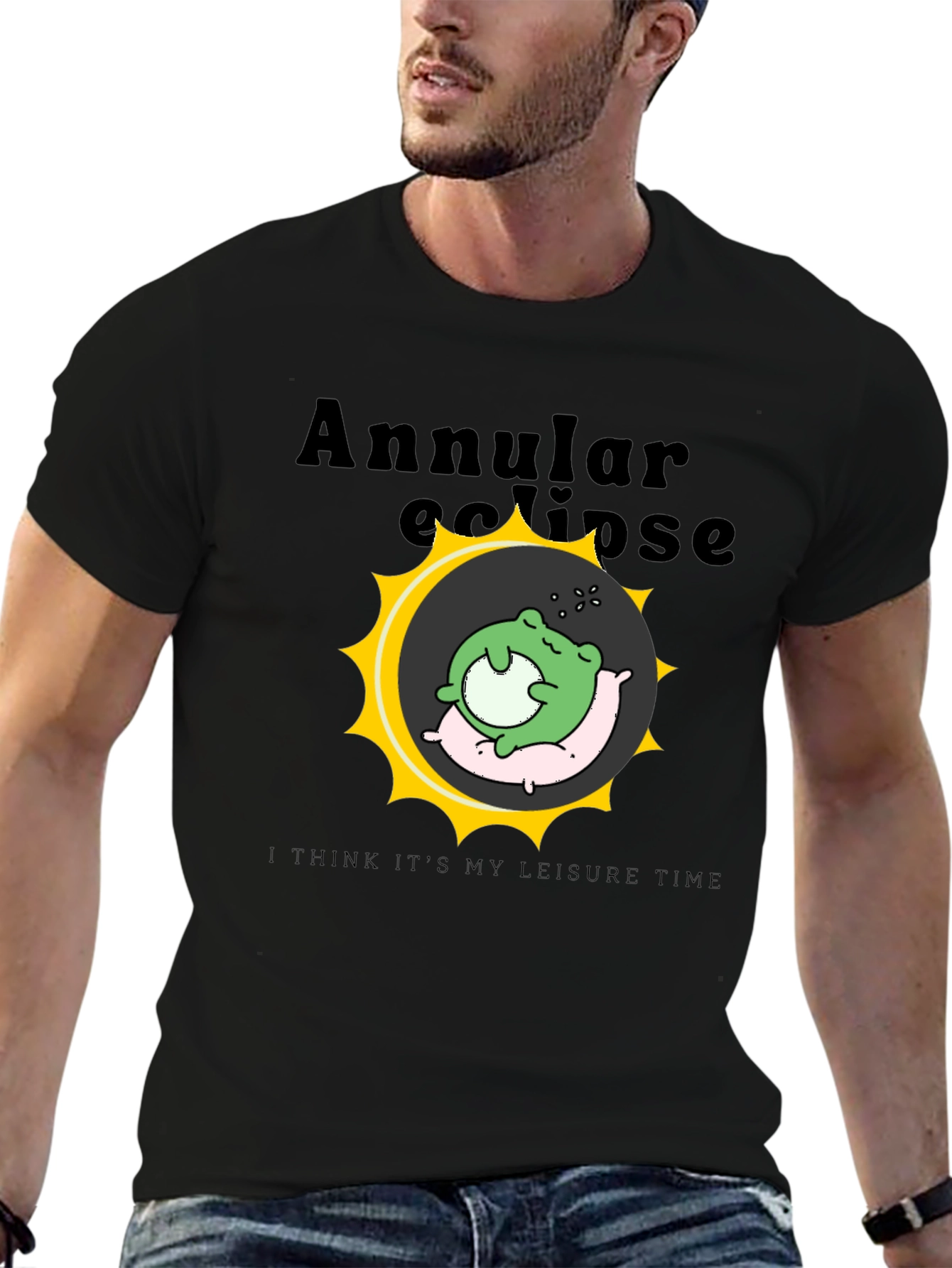 Black Annular Eclipse Frog Leisure Time T-Shirt view 6