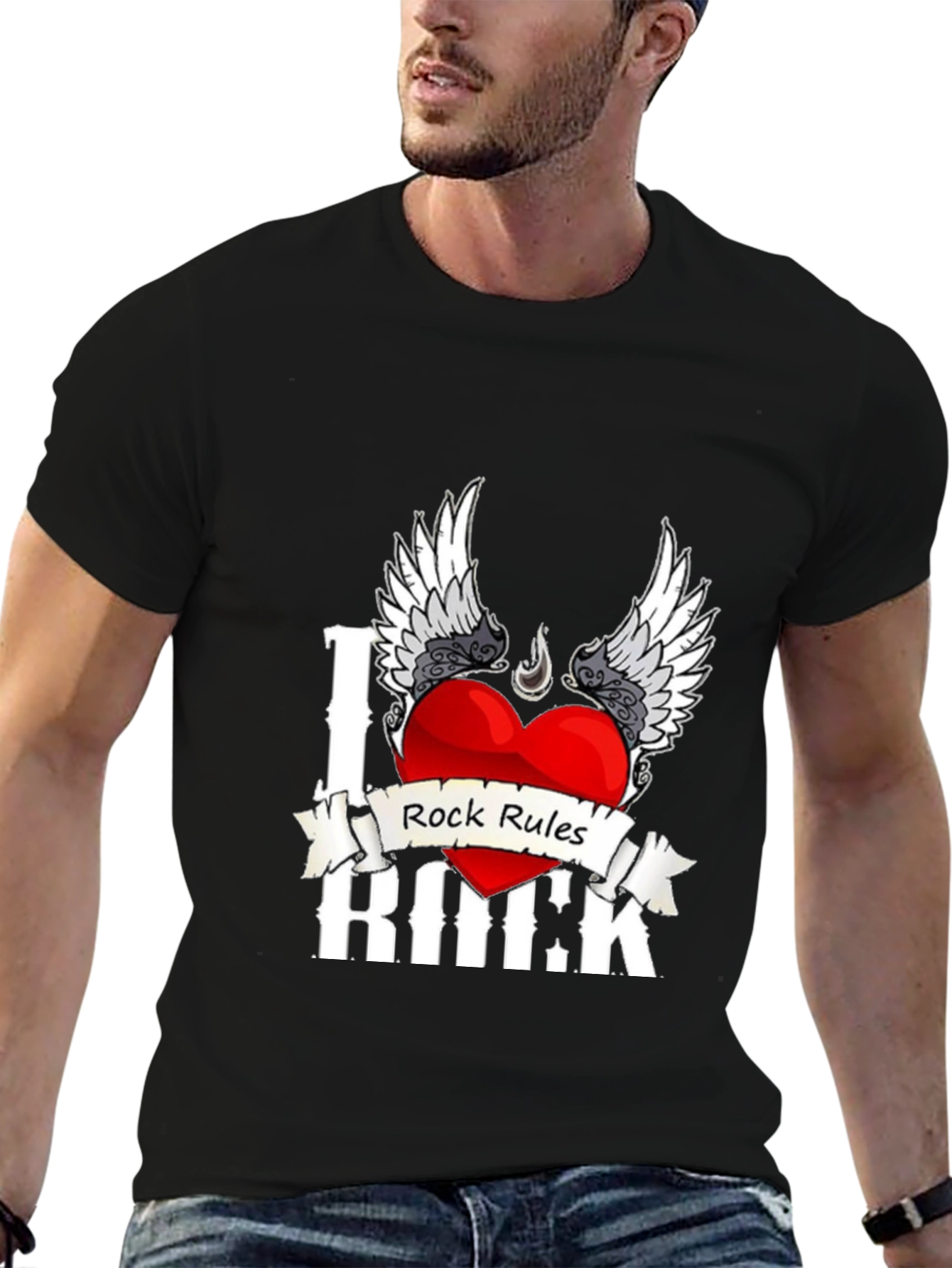 Black I Heart Rock Rules T-Shirt view 6