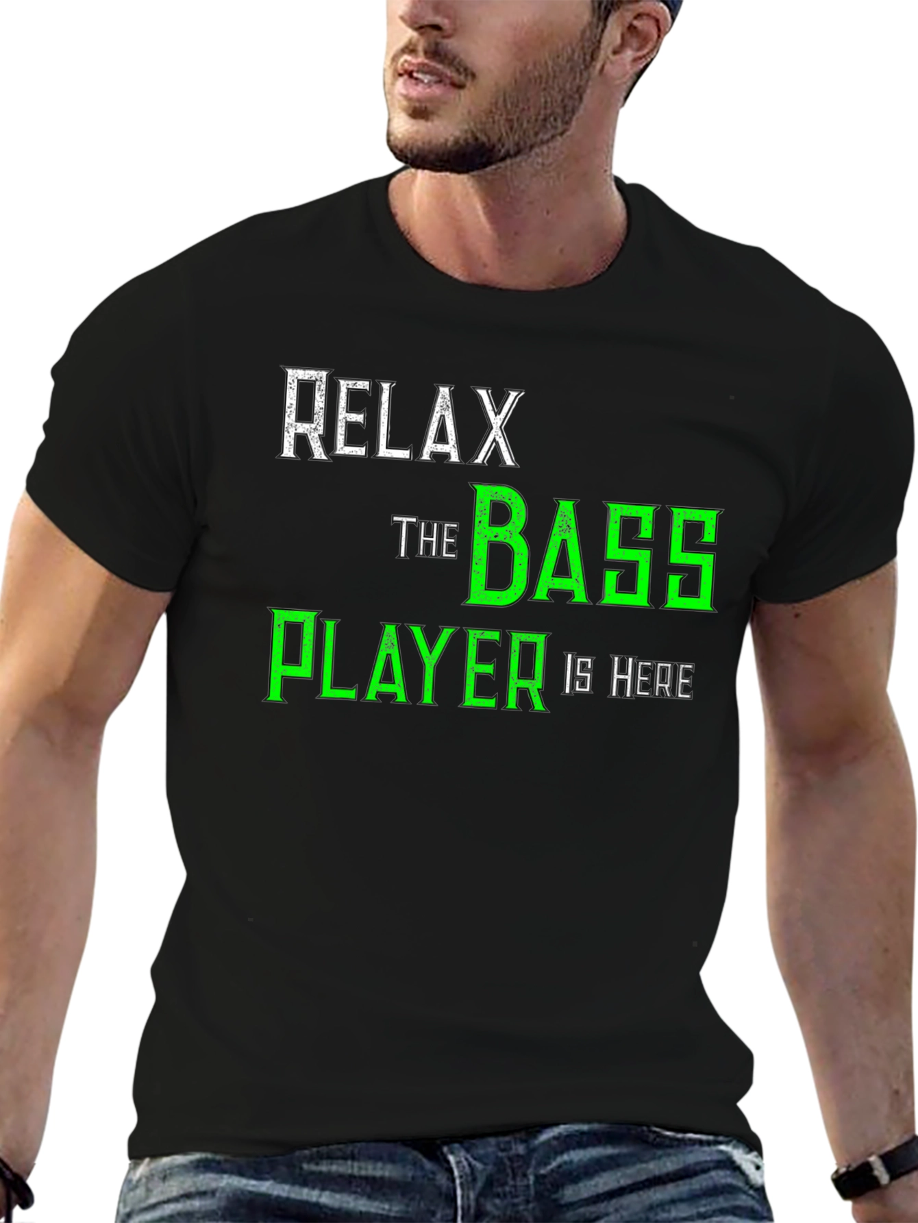 Black Relax The Bass Player Is Here T-Shirt - Music Lover Tee view 6