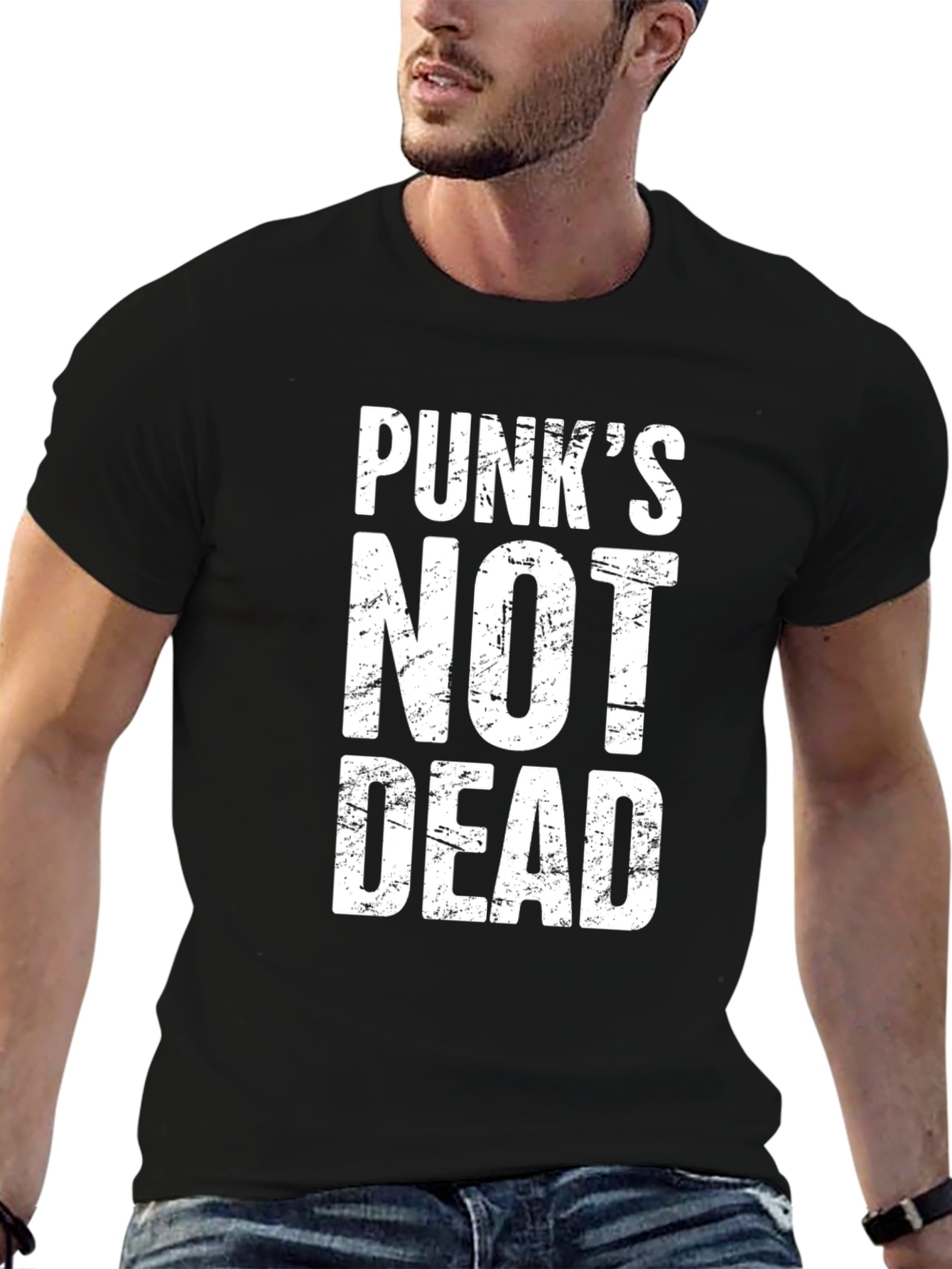 Black Punk's Not Dead Graphic T-Shirt - Black view 6