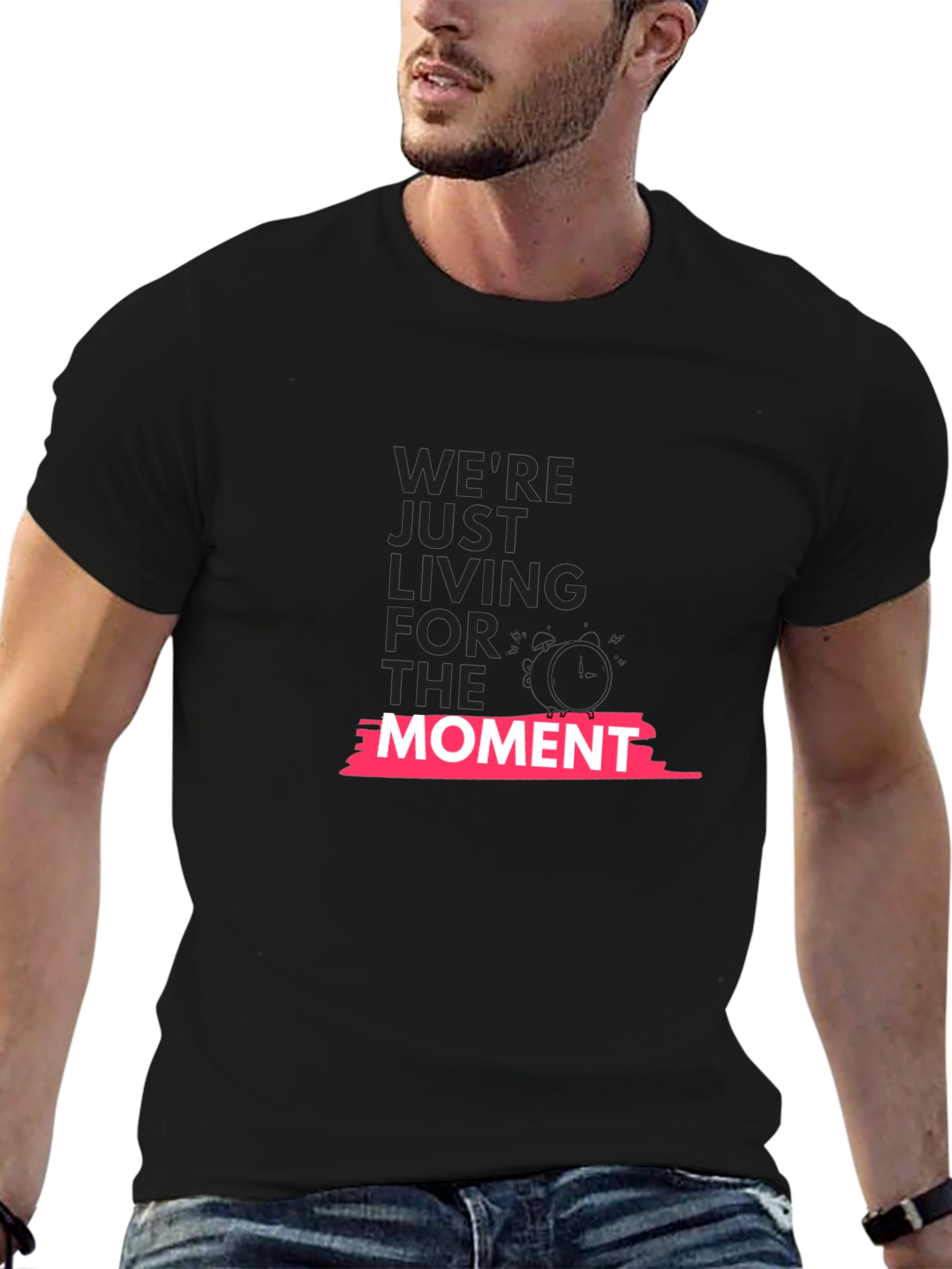 Black Live in the Moment Graphic Tee - Black Cotton Blend view 6