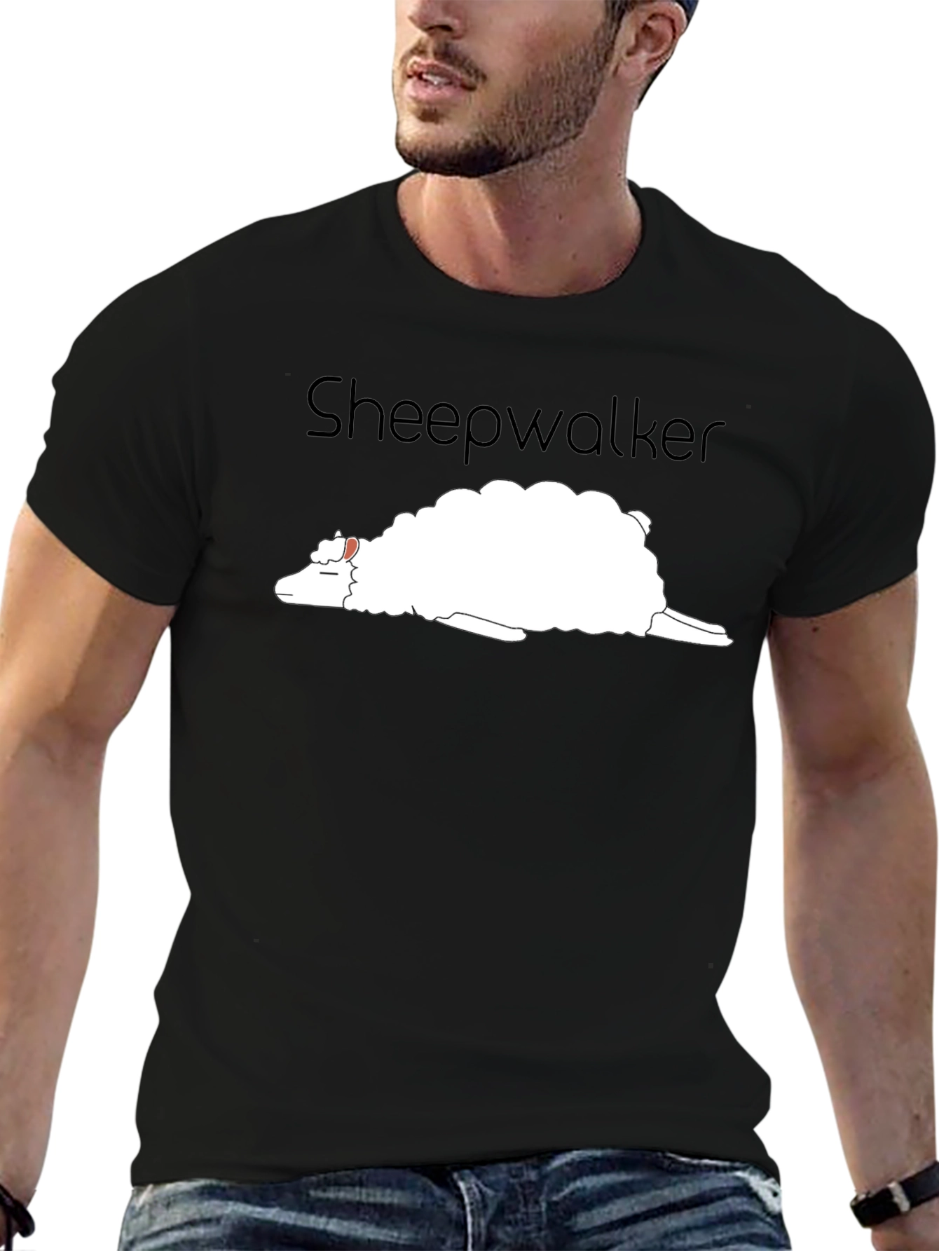 Black Sheepwalker Black T-Shirt - Funny Graphic Tee view 6