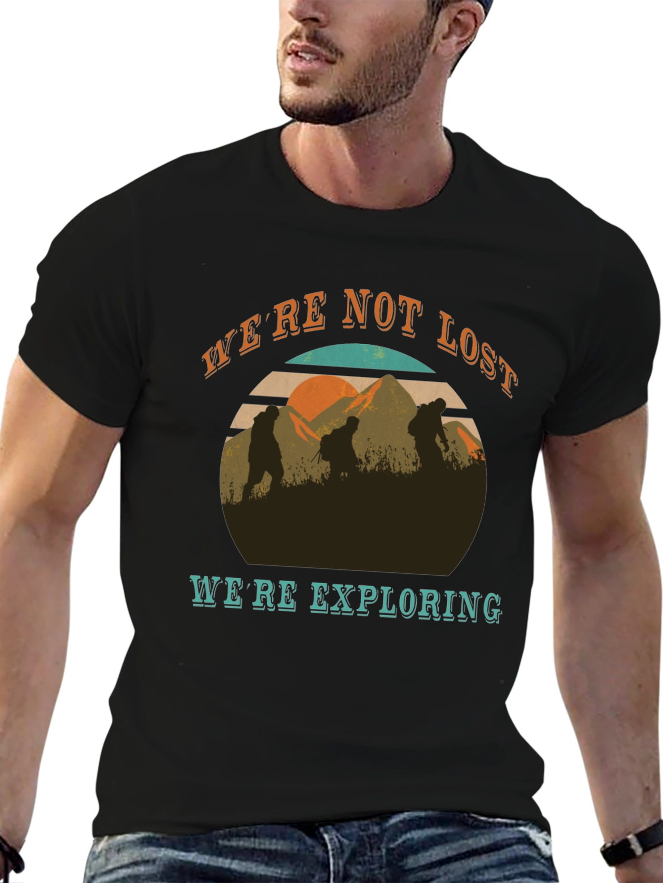Black We're Not Lost T-Shirt view 6