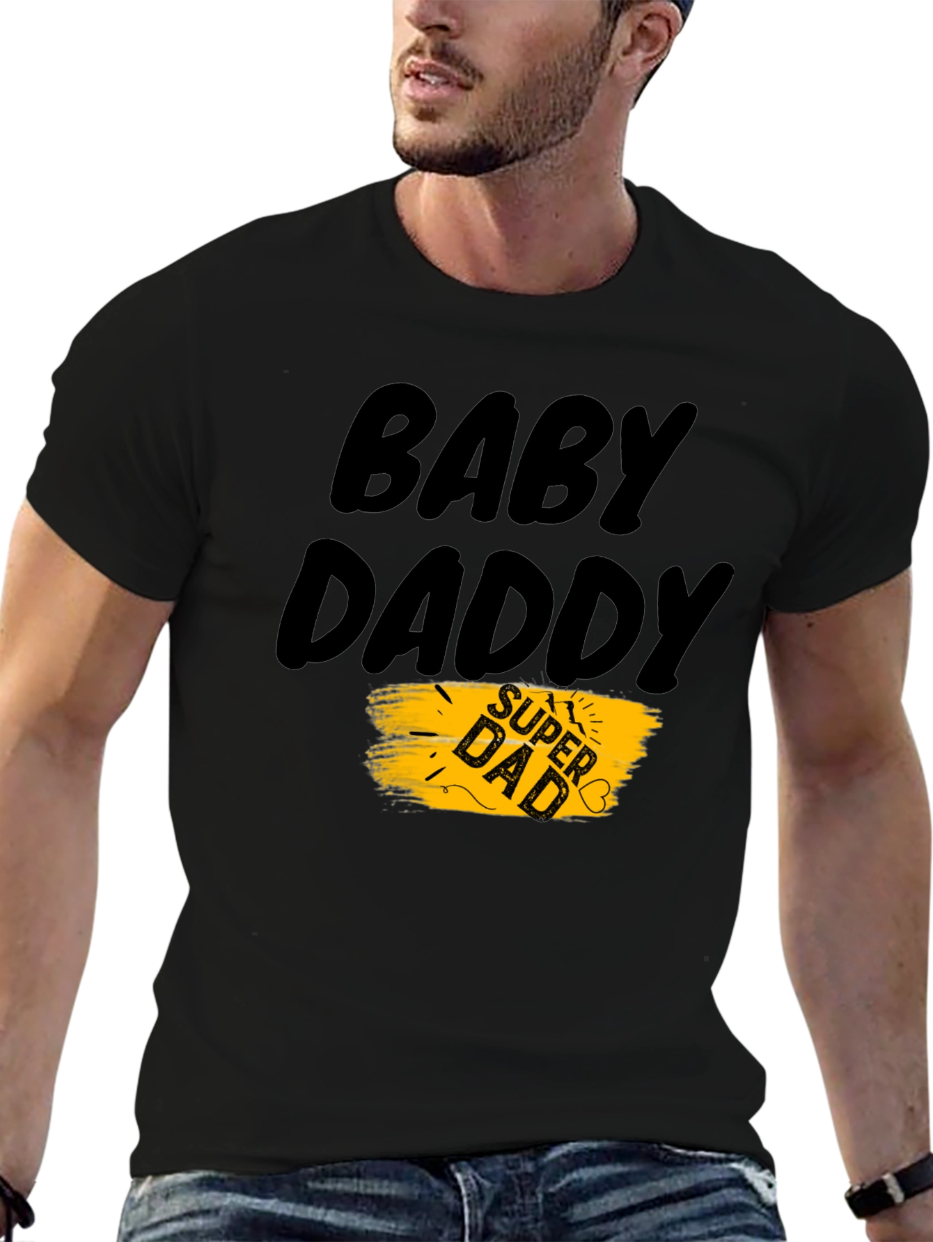 Black Baby Daddy Super Dad T-Shirt view 6
