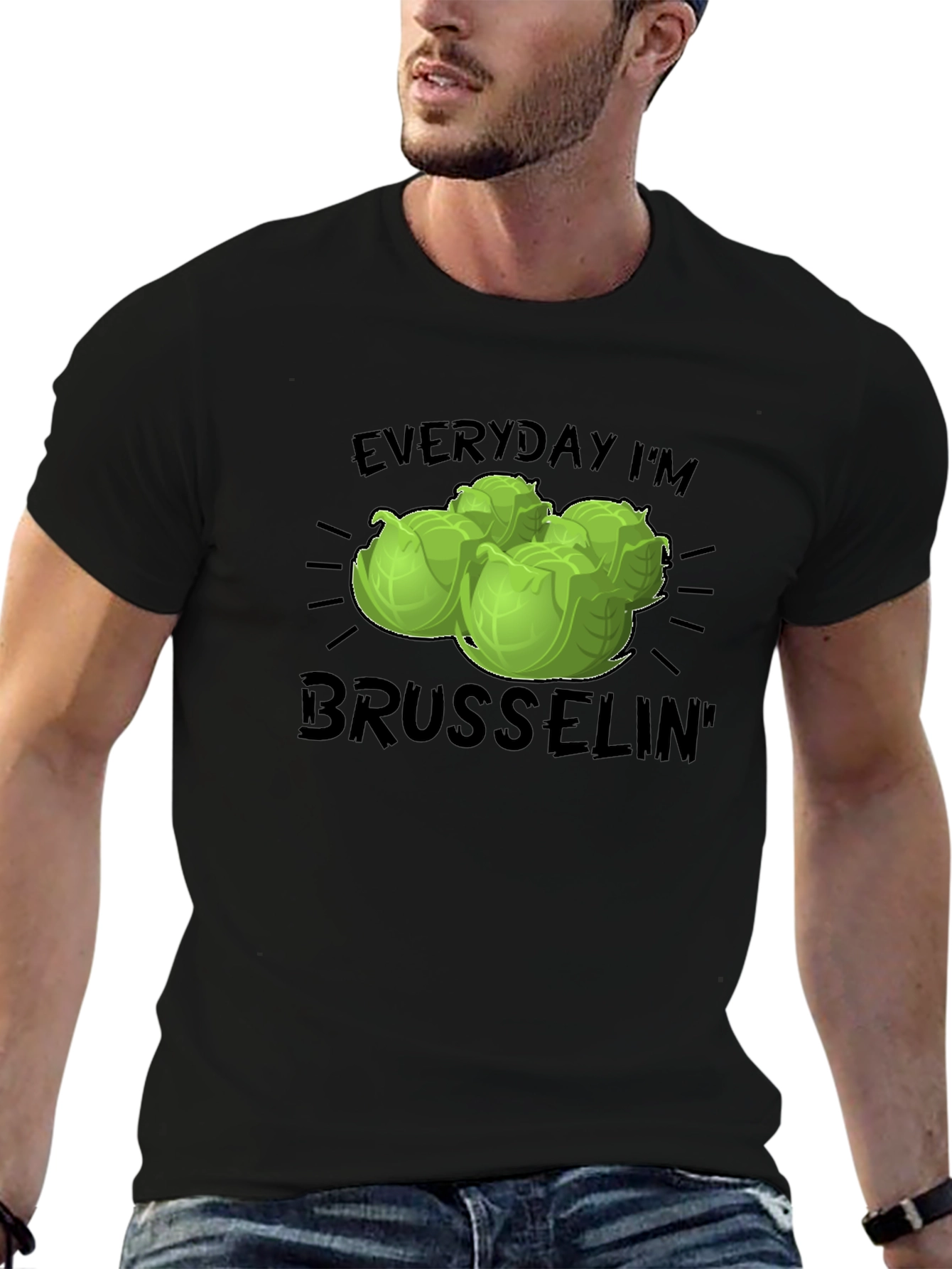 Black Everyday I'm Brussels Sprouts T-Shirt view 6