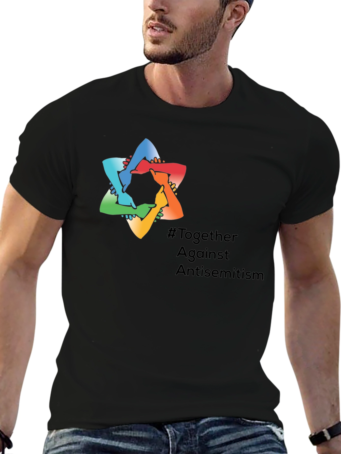 Black Together Against Antisemitism Graphic Tee view 6