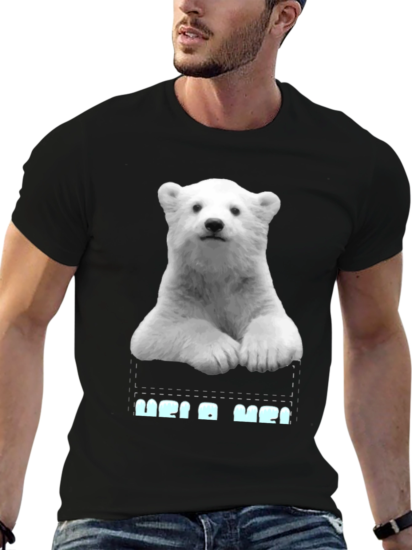 Black Polar Bear Pocket Graphic T-Shirt view 6