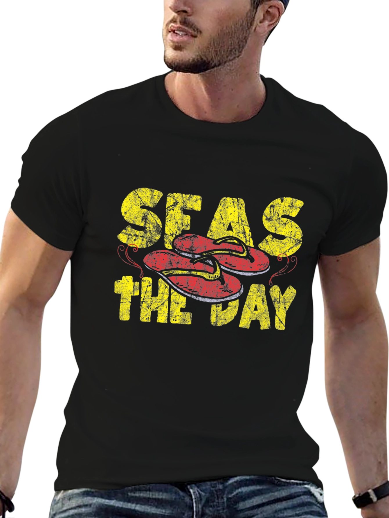 Seas The Day Black Graphic T-Shirt - 6