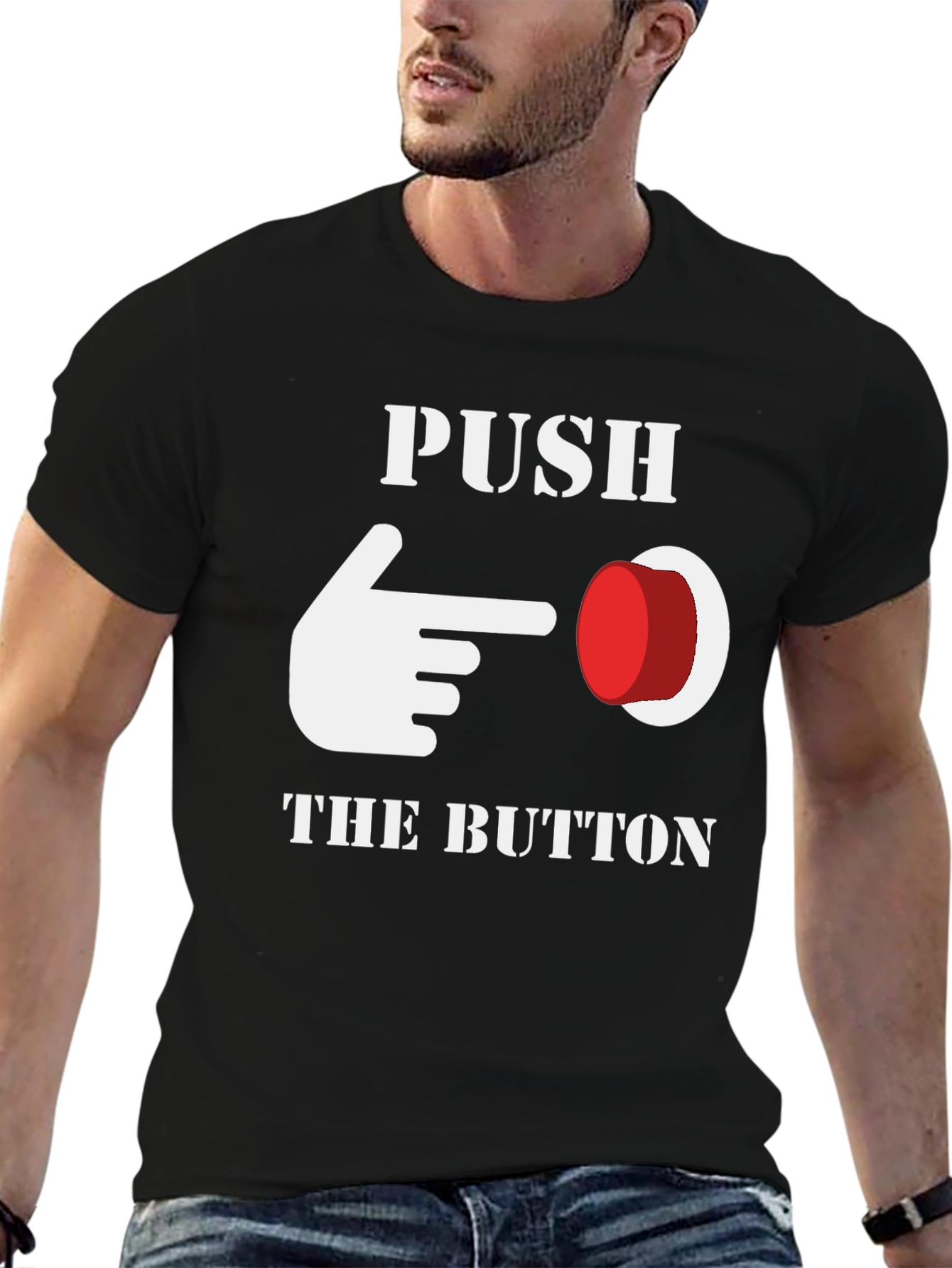 Black Push The Button Graphic Tee view 6