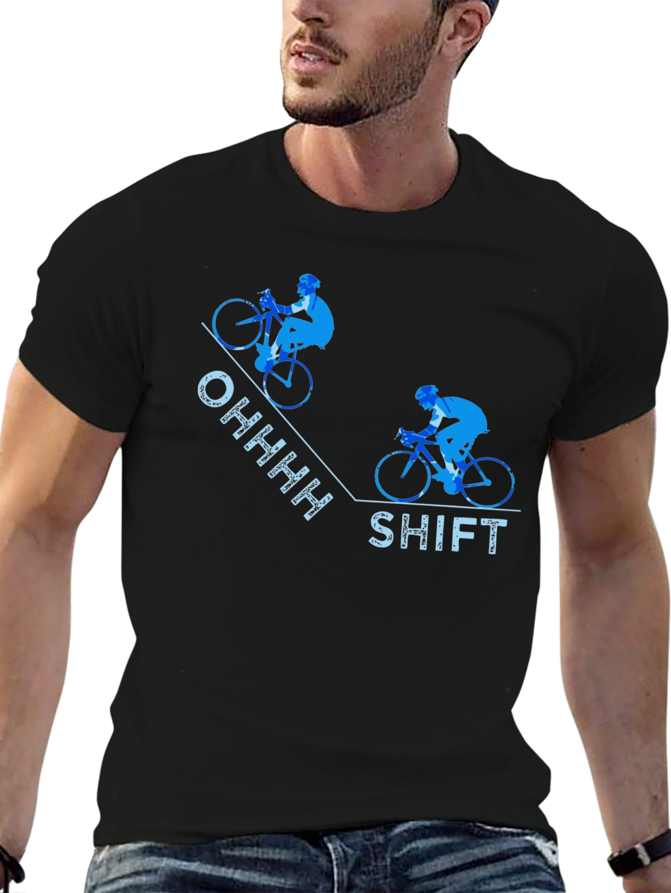 Black Funny Cycling T-Shirt - Ohhhh Shift view 6
