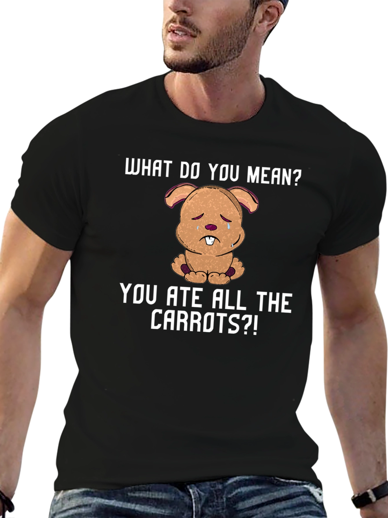 Black Sad Bunny Carrot T-Shirt - Funny Graphic Tee view 6