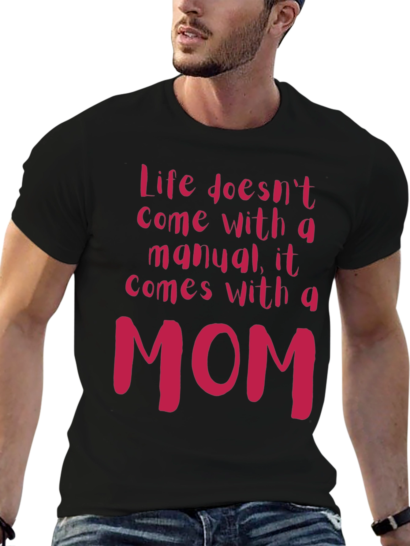Black Life Comes with a Mom Graphic Tee - Unisex Black T-Shirt view 6