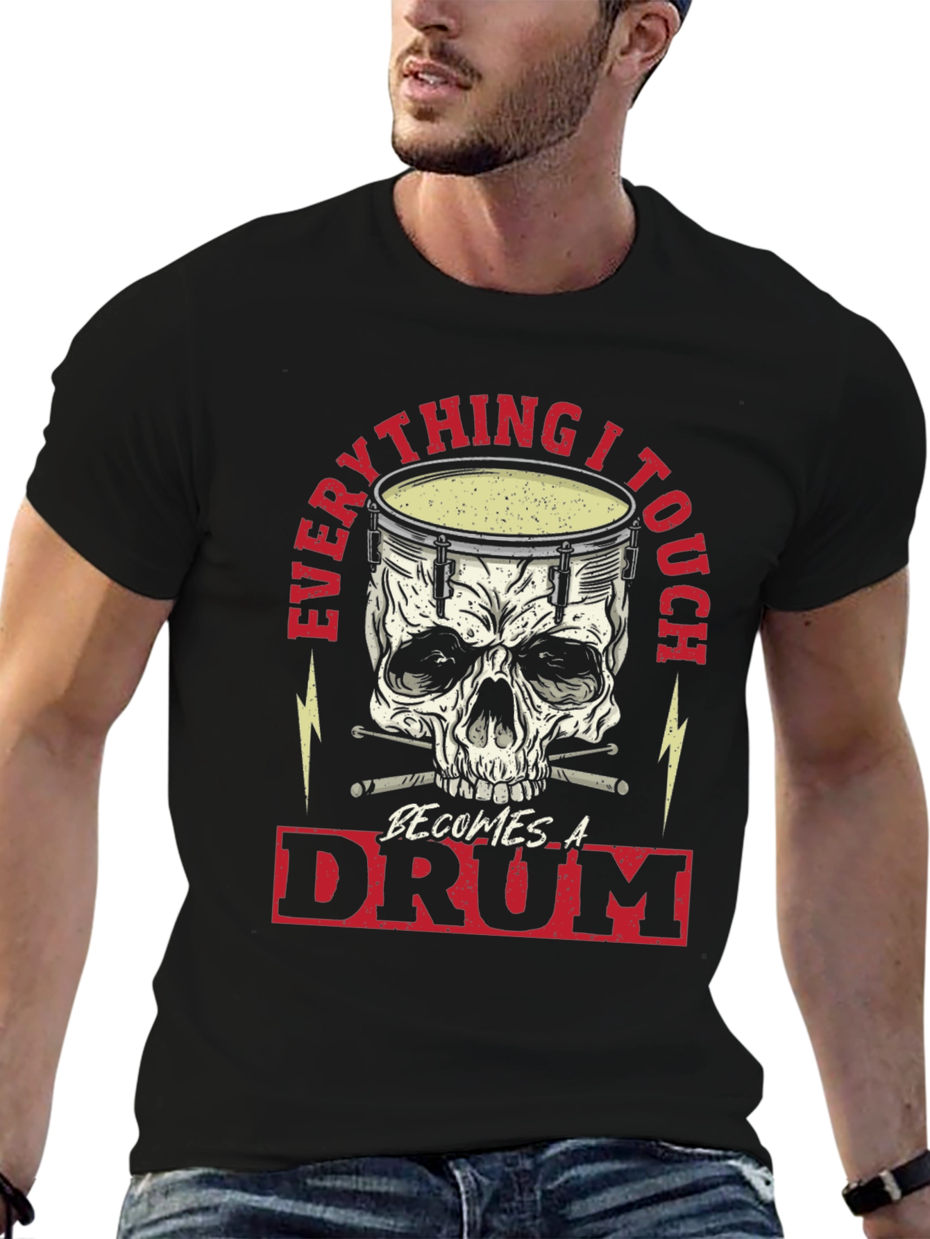 Black Everything I Touch Becomes A Drum T-Shirt view 6