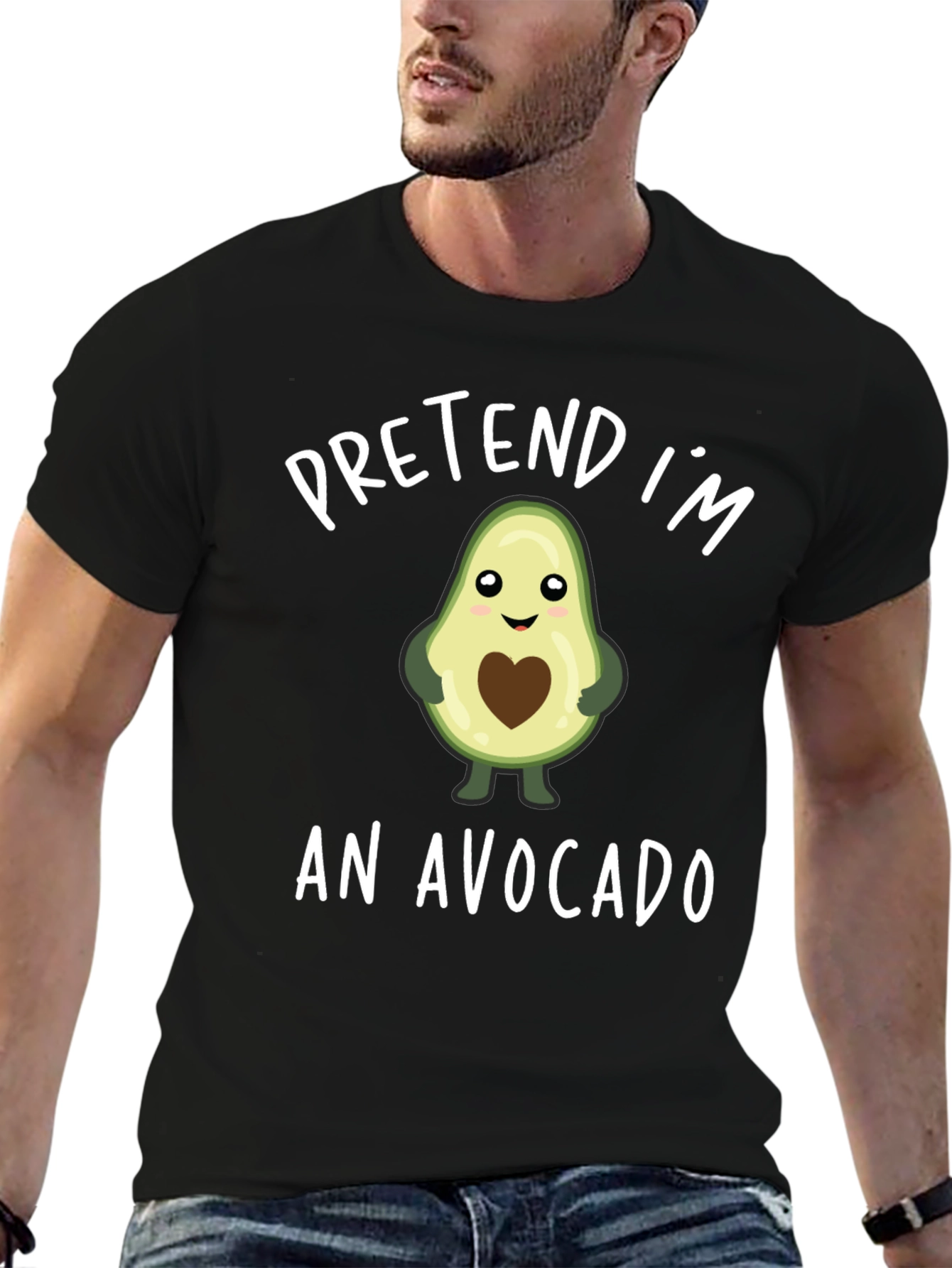 Black Pretend I'm an Avocado Funny Graphic T-Shirt view 6
