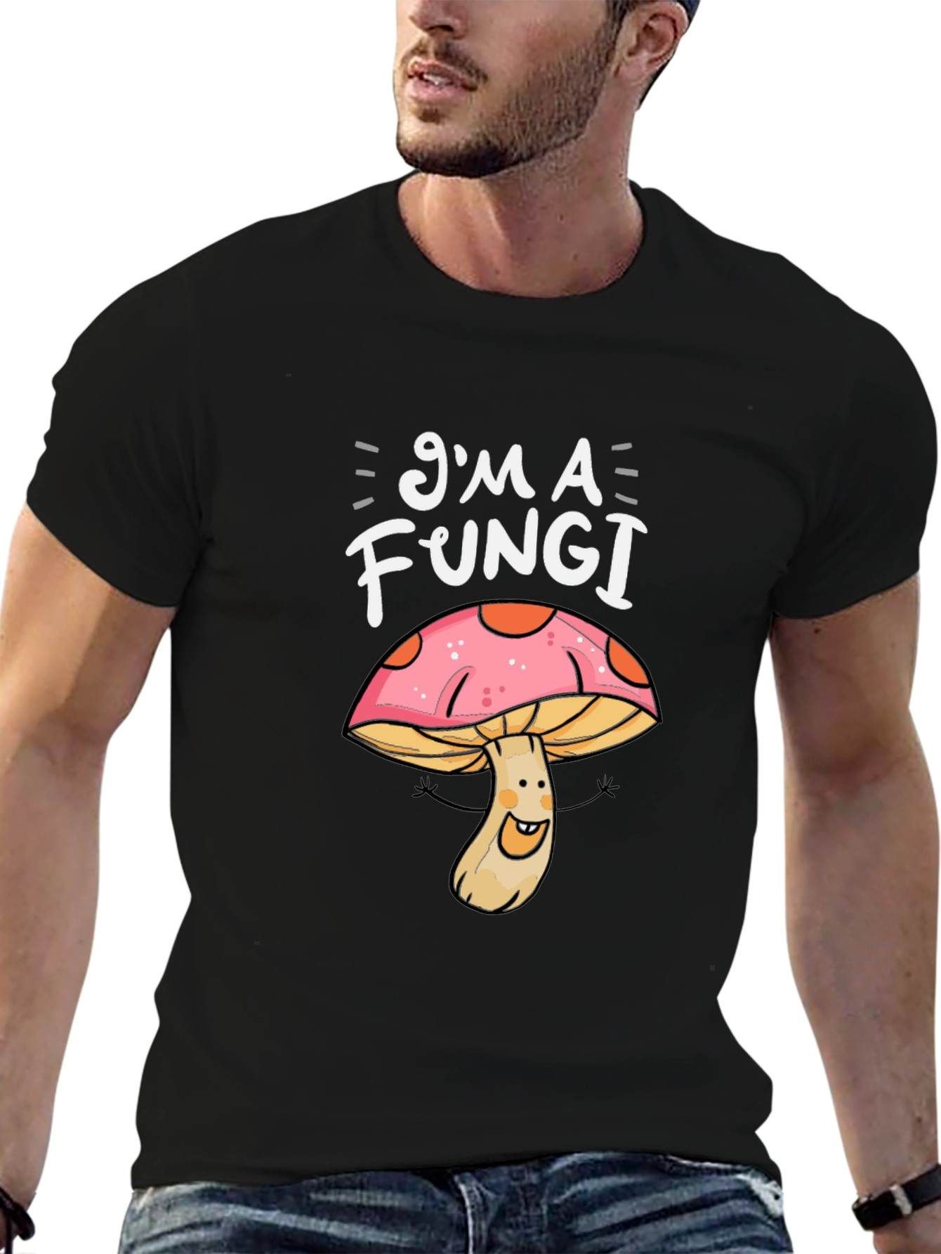 Black I'm A Fungi T-Shirt - Mushroom Pun Tee view 6