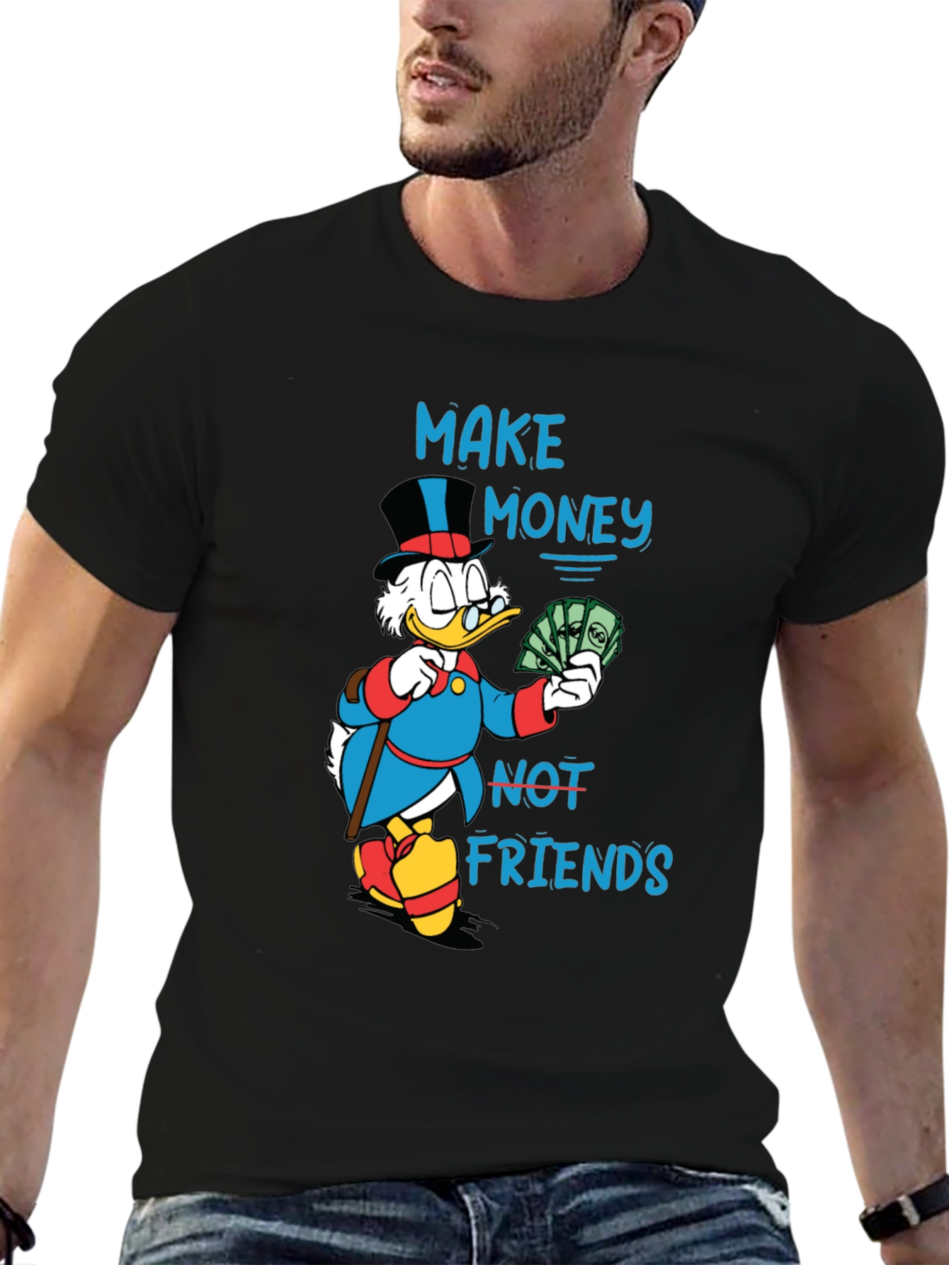 Black Make Money Not Friends Graphic T-Shirt view 6