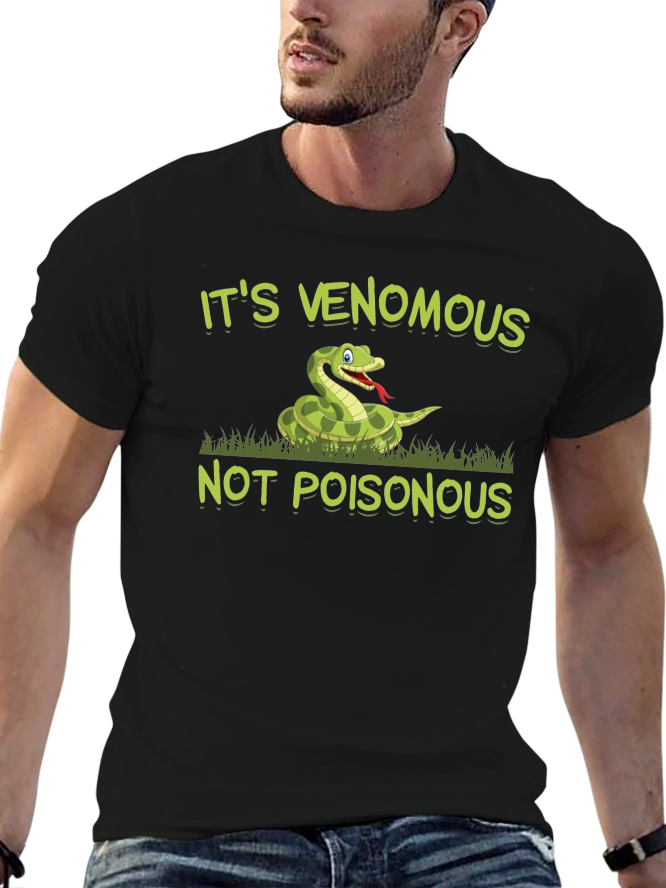Black Venomous Snake T-Shirt - Funny Reptile Graphic Tee view 6