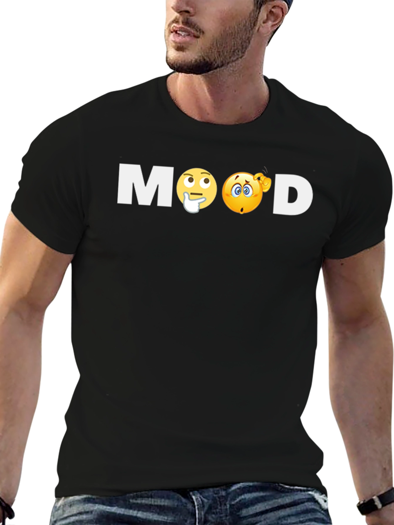 Black Mood Emoji Graphic T-Shirt - Soft Cotton Blend view 6
