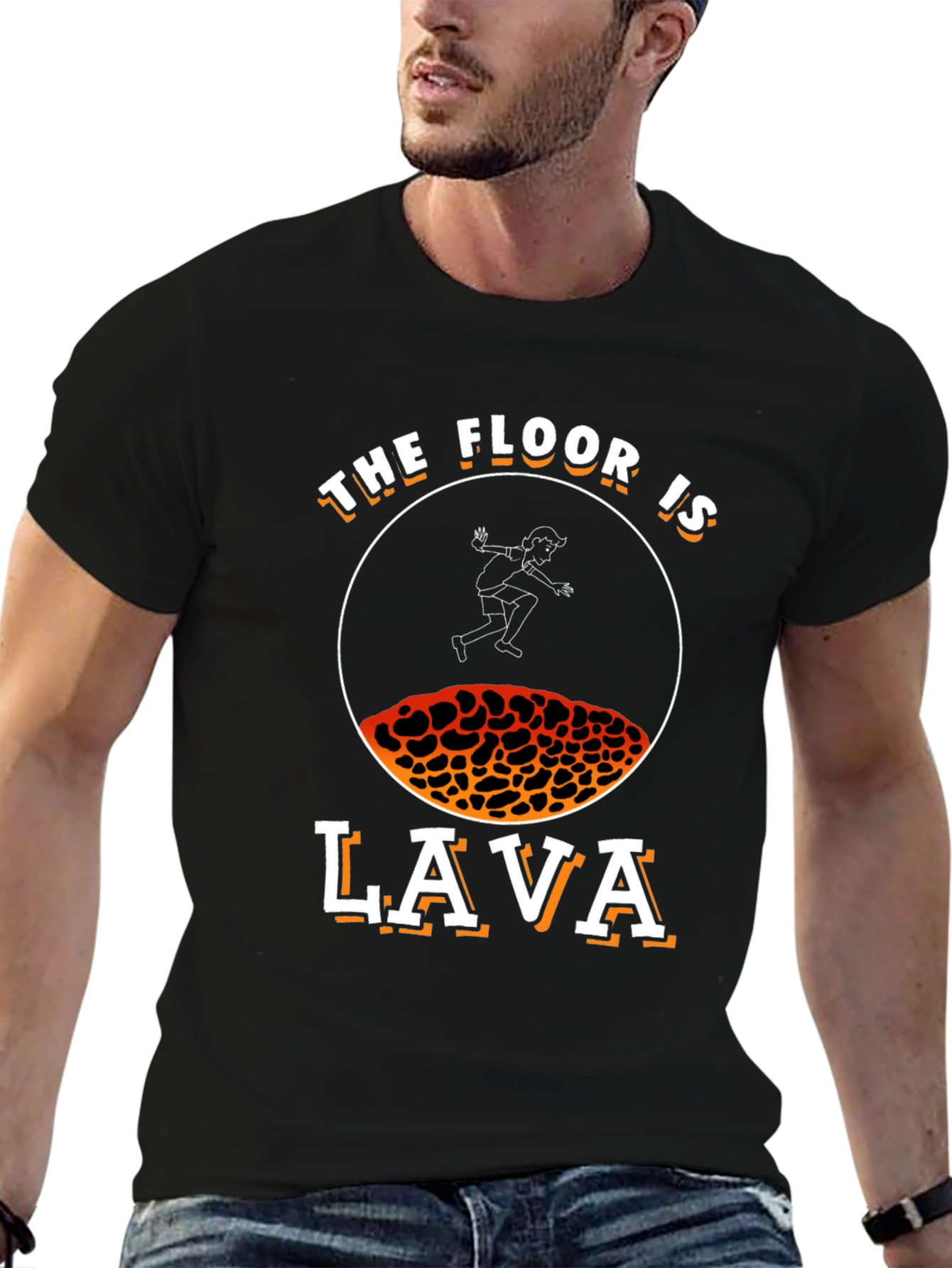Black The Floor is Lava T-Shirt - Fun Novelty Graphic Tee view 6