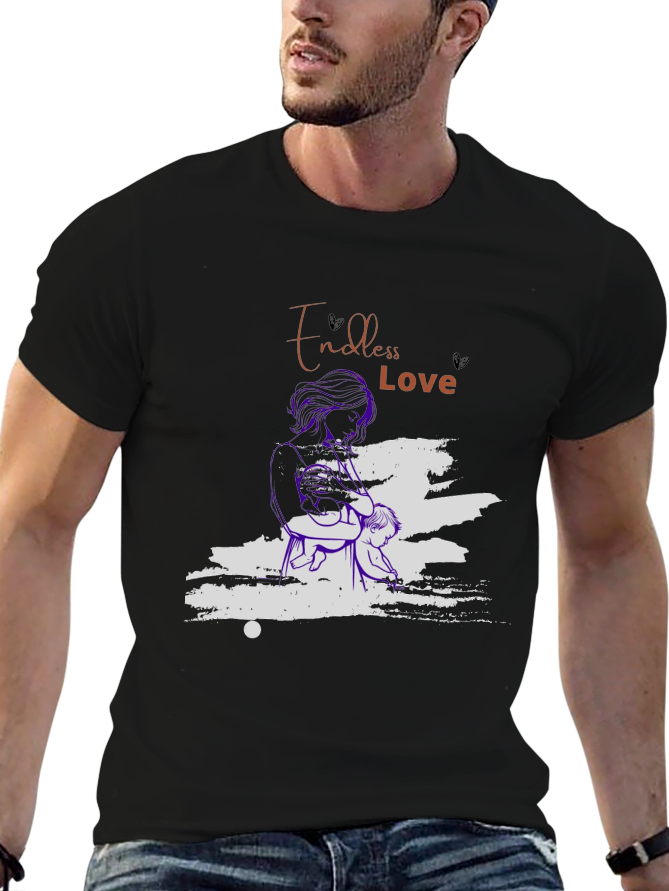 Black Endless Love Graphic Tee - Black Unisex T-Shirt view 6