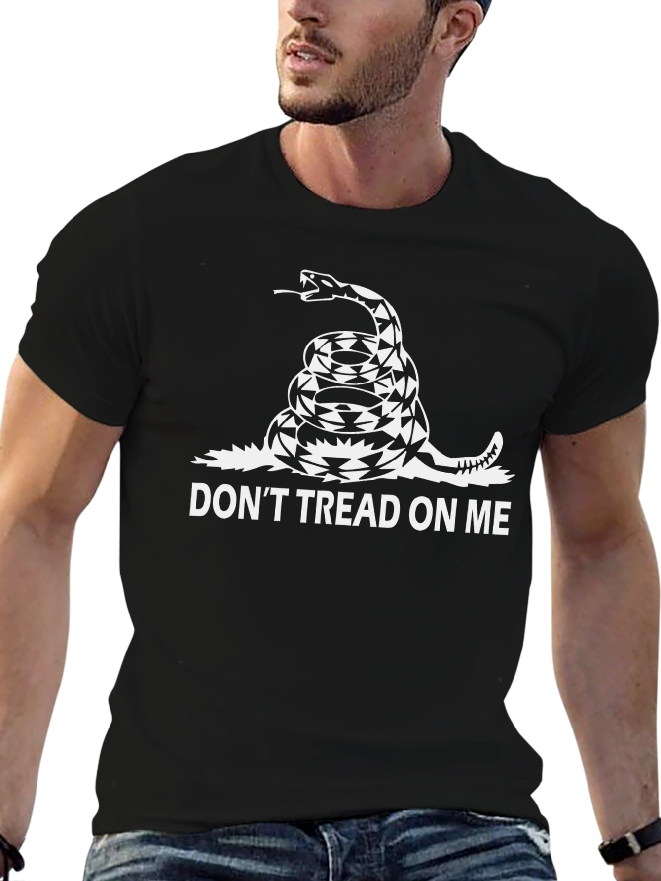 Black Don't Tread On Me Graphic Tee - Black view 6
