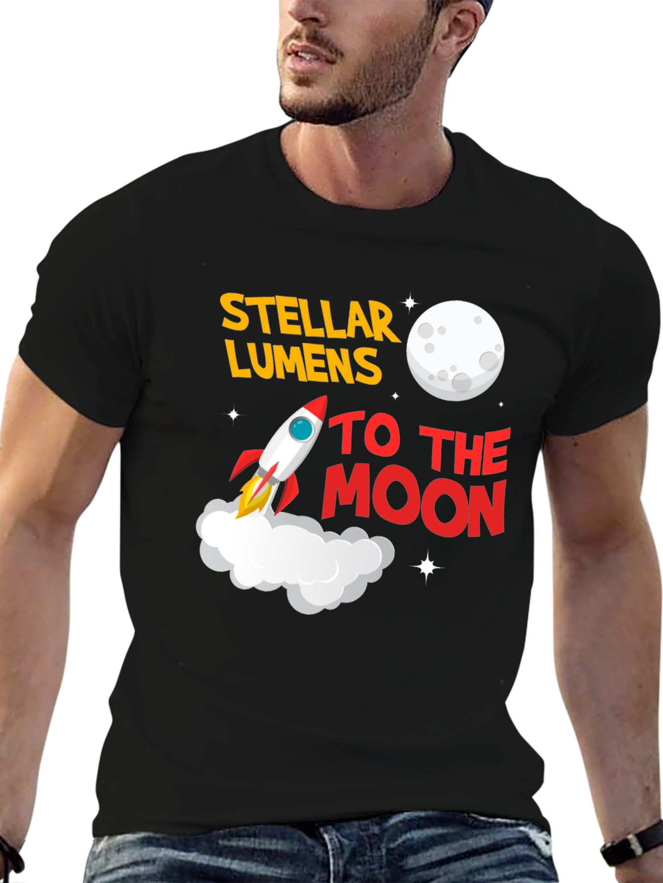 Black Stellar Lumens To The Moon T-Shirt view 6