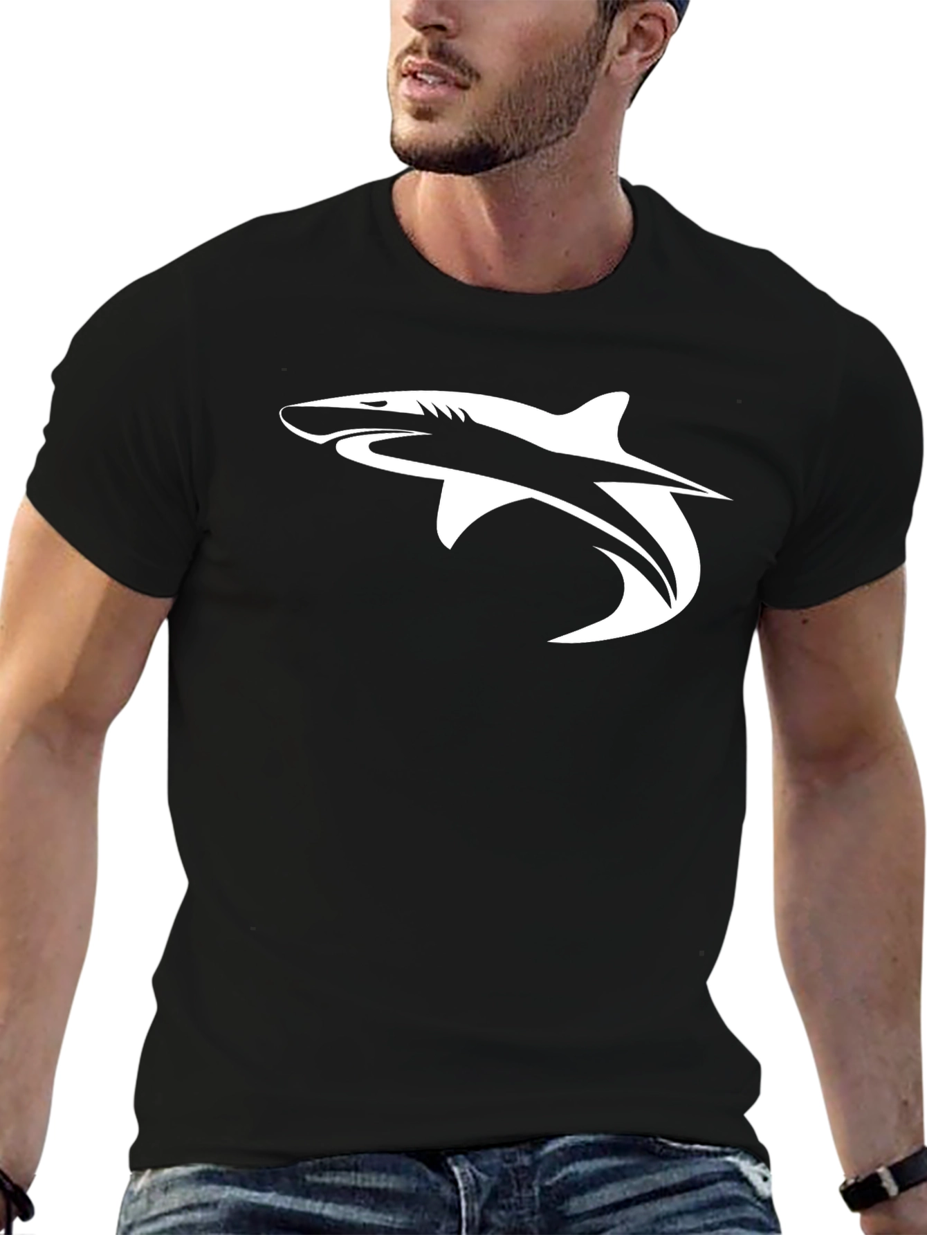 Black Shark Graphic Tee - Men's Black T-Shirt view 6