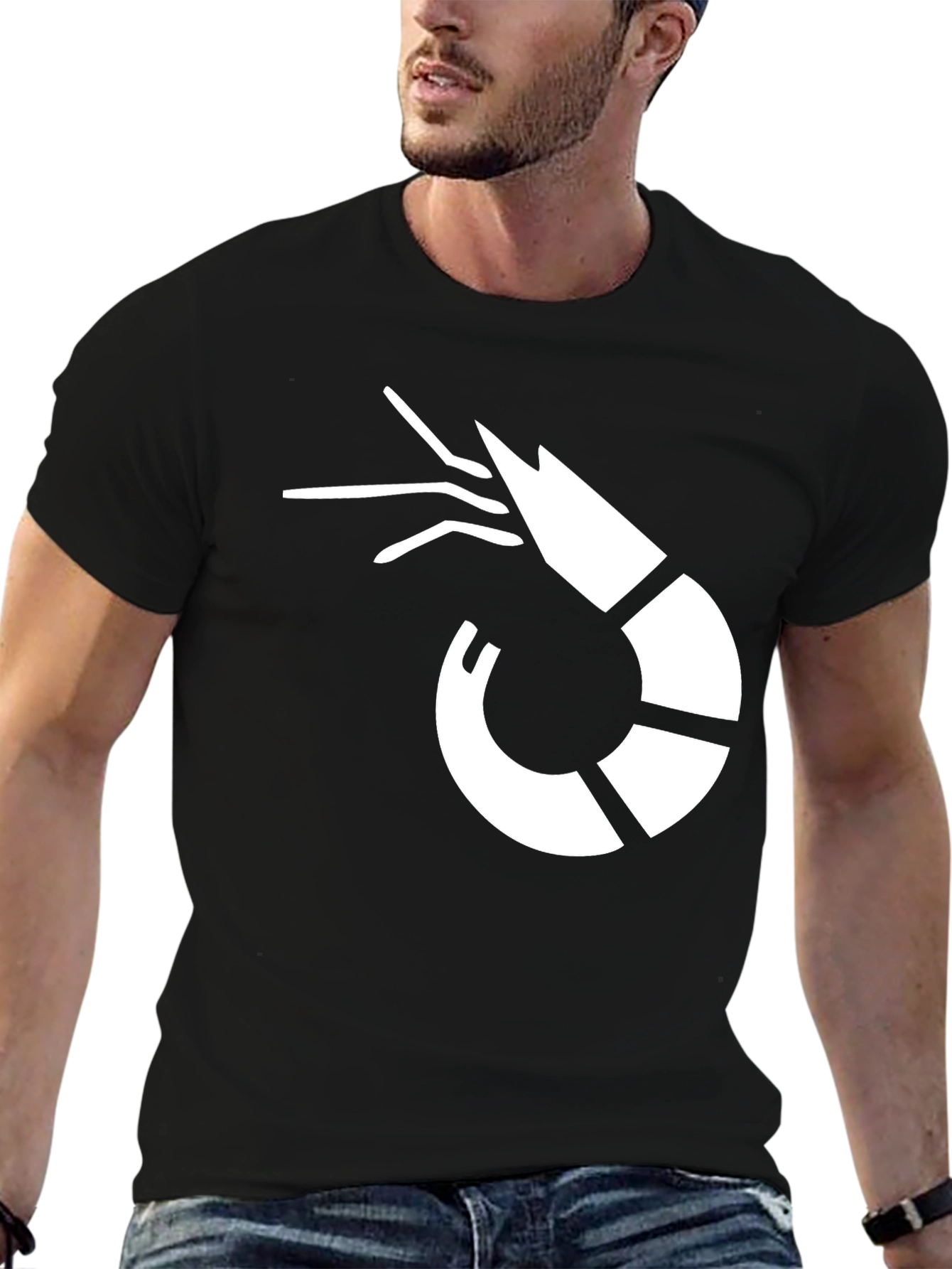 Black Shrimp Graphic Tee - Casual Black T-Shirt view 6