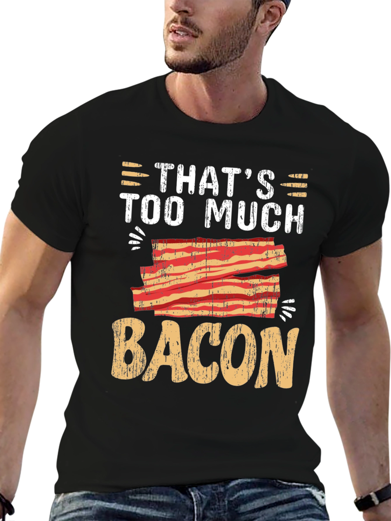 Black That's Too Much Bacon Graphic T-Shirt view 6