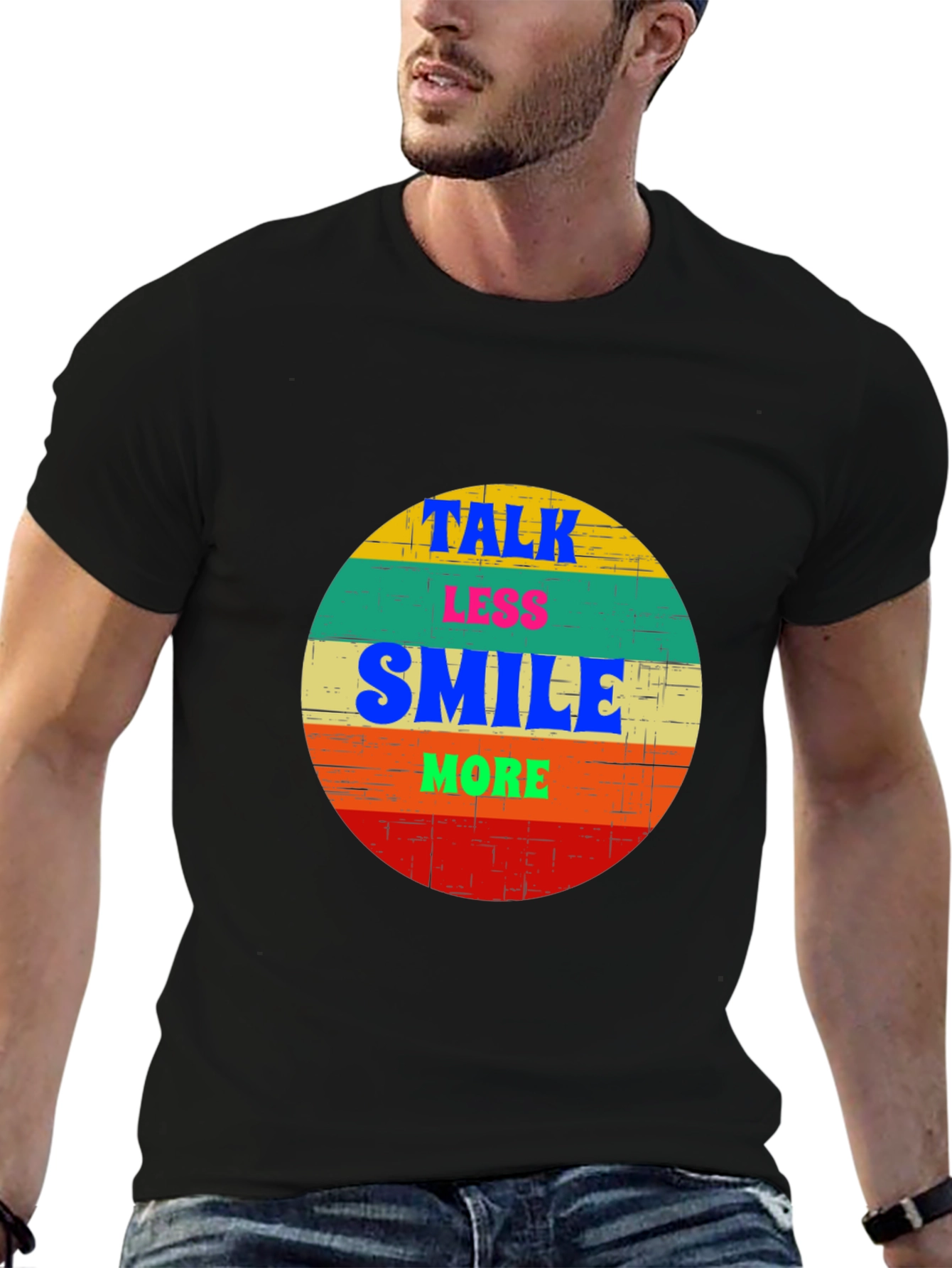 Black Talk Less Smile More Graphic Tee view 6